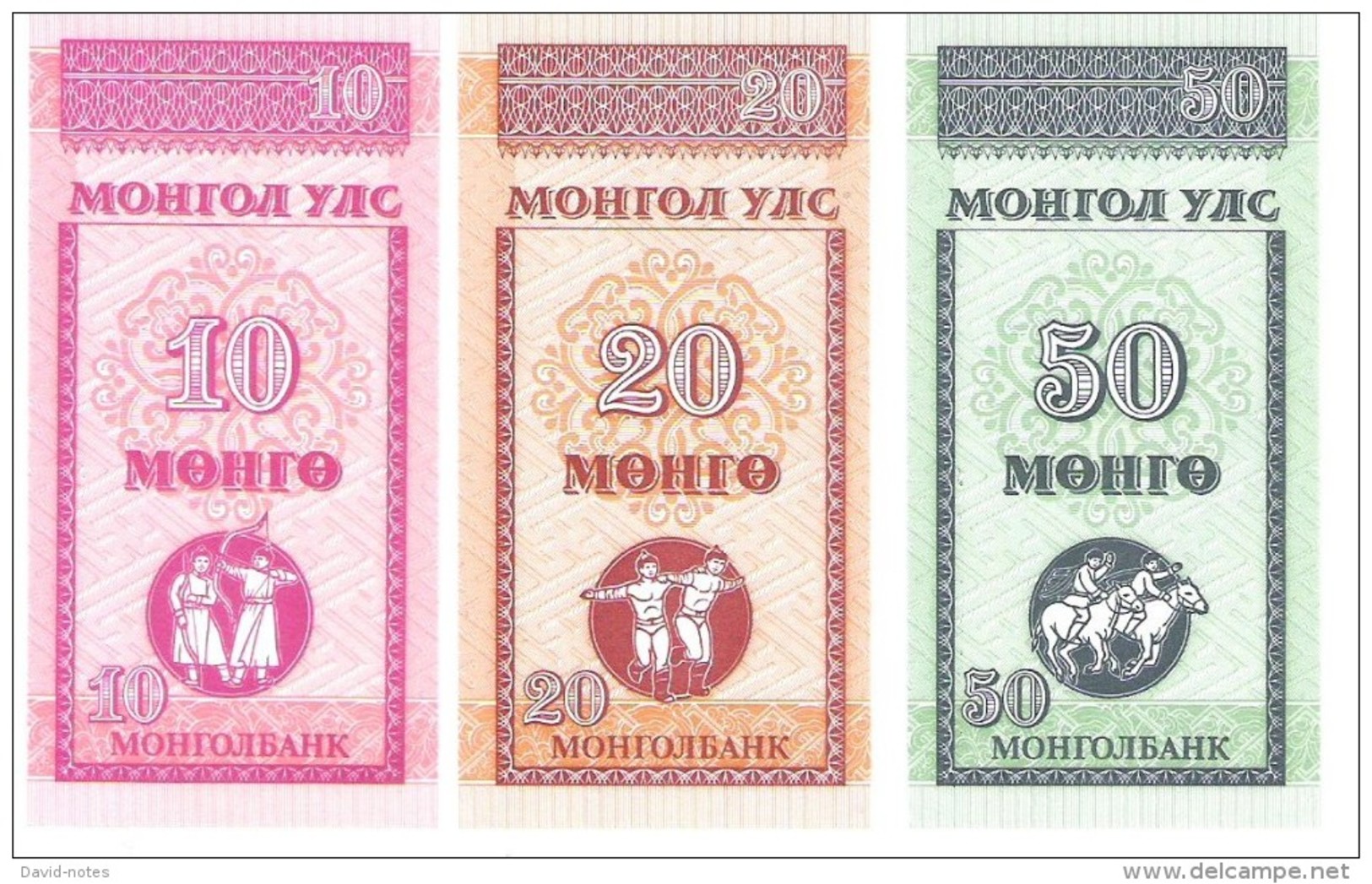 Mongolia - Pick 49-50-51 - 10-20-50 Mongo 1993 - Unc - Set 3 Banknotes - Mongolia