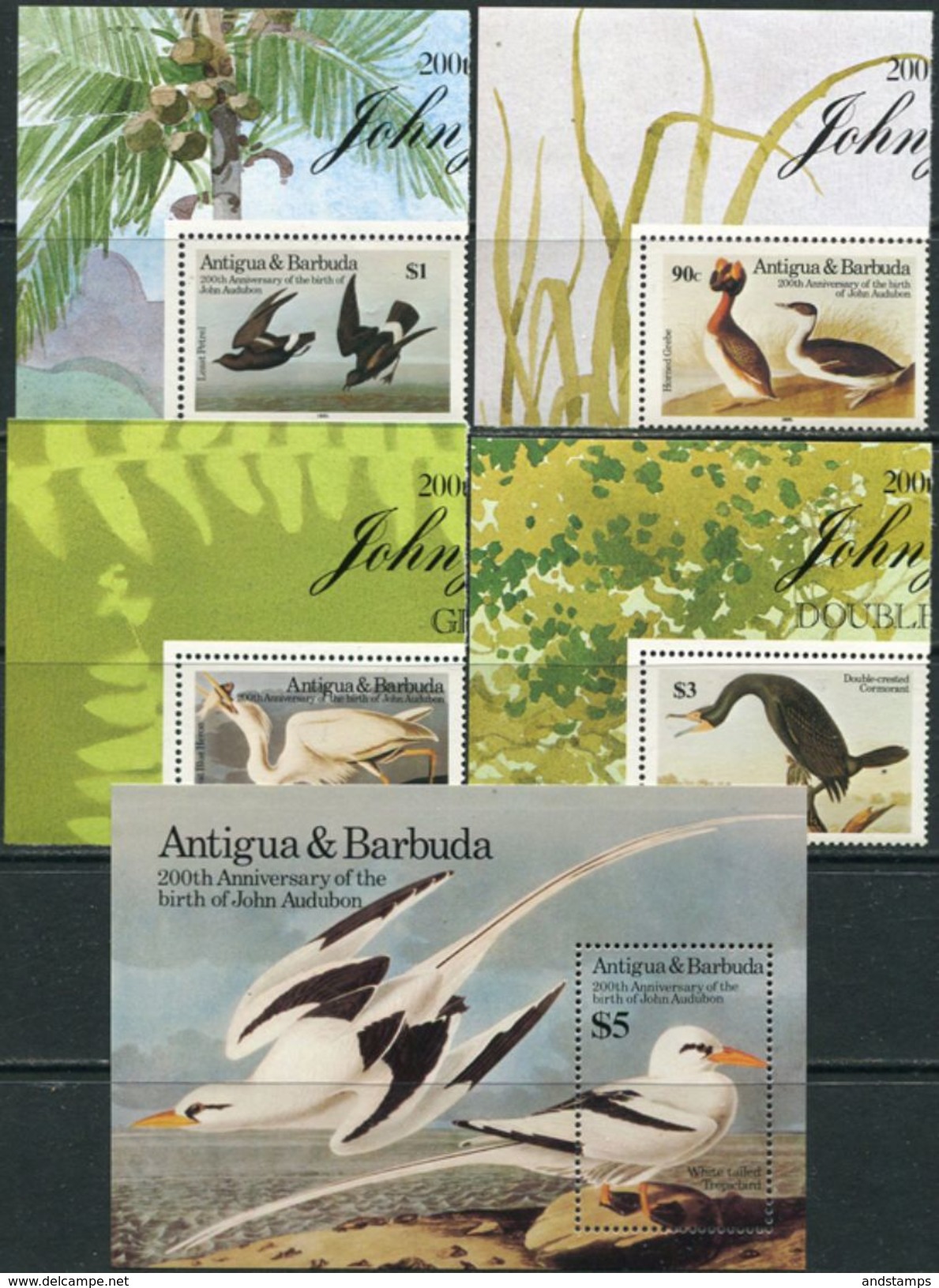 Antigua & Barbuda 1986. Michel #920/23+Bl.#105 MNH/Luxe. Birds. 200th Birthday Of James Audubon (Ts05/B25) - Antigua And Barbuda (1981-...)