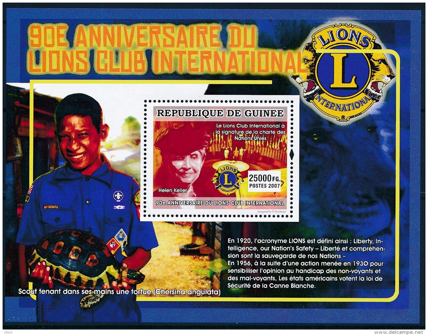 D- Guinée 2007 - 90ème Anniversaire Du Lions Club, Helen Keler - Rotary, Lions Club