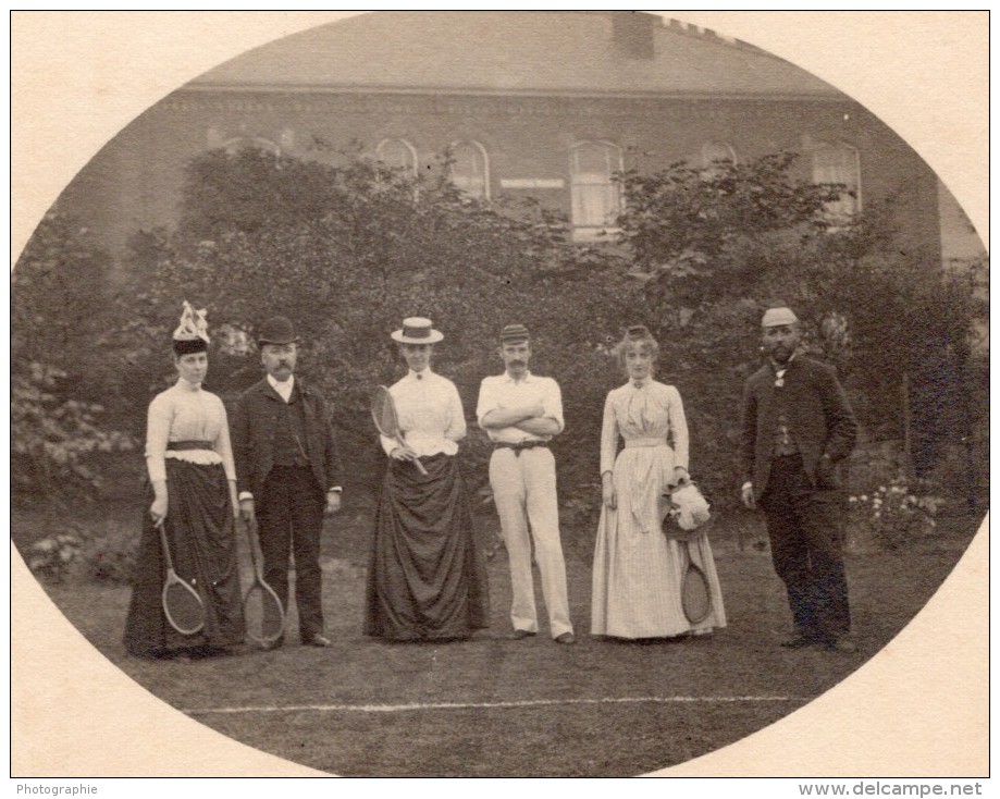 Groupe Joueurs De Tennis Chateau A La Campagne Anglaise Ancienne Photo 1900 - Old (before 1900)