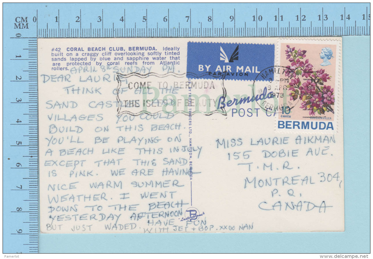 Bermude Antille - Corail Beach Club, Cover Hamilton 1973 Bermuda, Air Mail - Bermudes