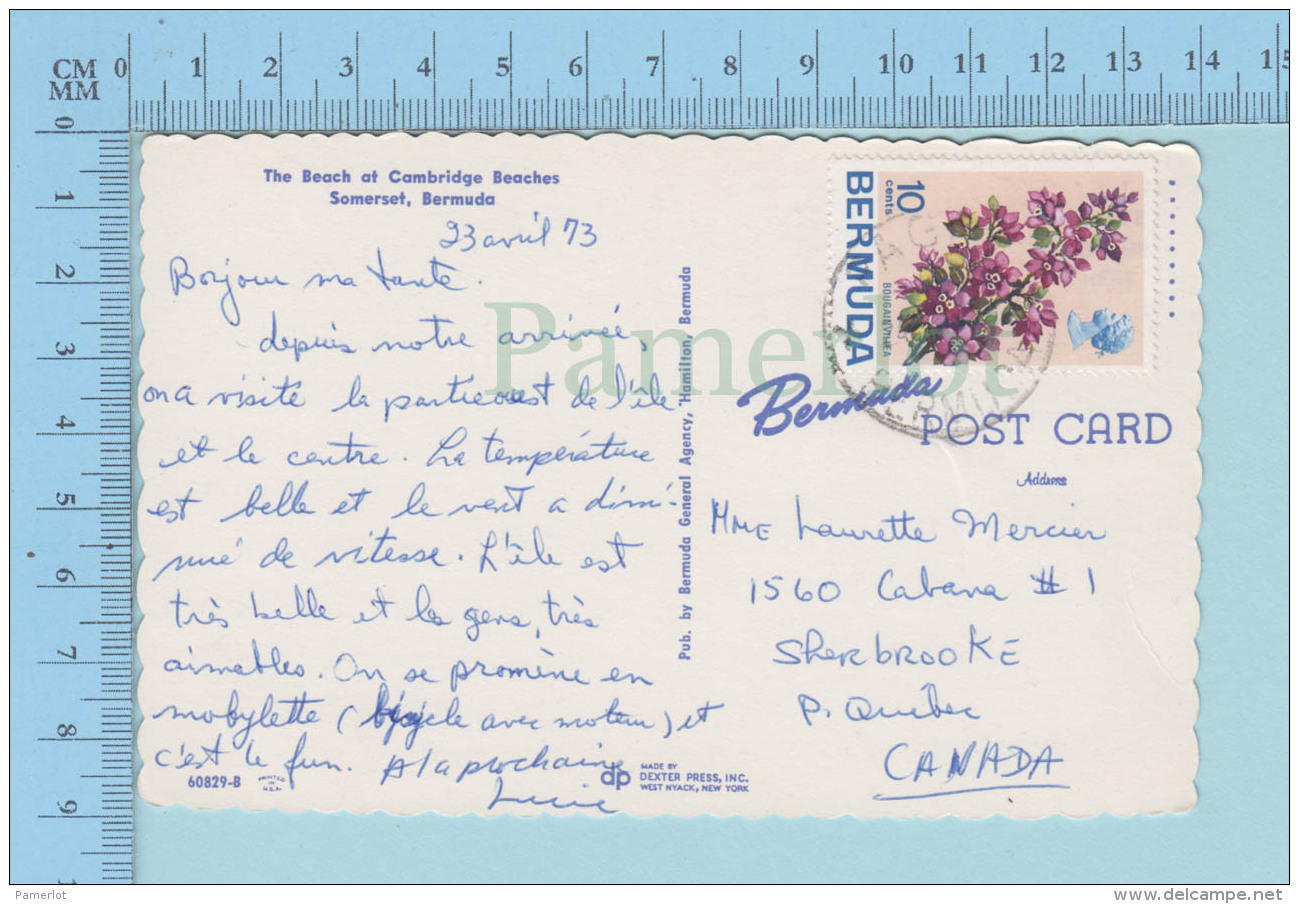 Somerset Bermude - The Beach Of Cambridge Reaches - Used In 1973 Stamp Thematic: Flowers - Bermuda