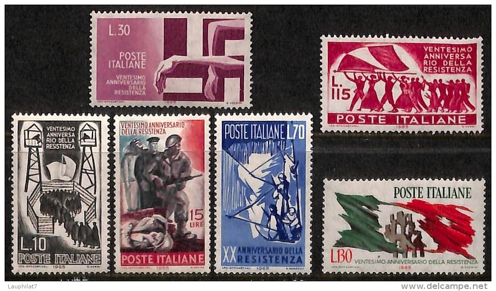 [810655]Italie 1965 - N° 916/21, La Résistance, SC, Guerre, SNC. - 2. Weltkrieg