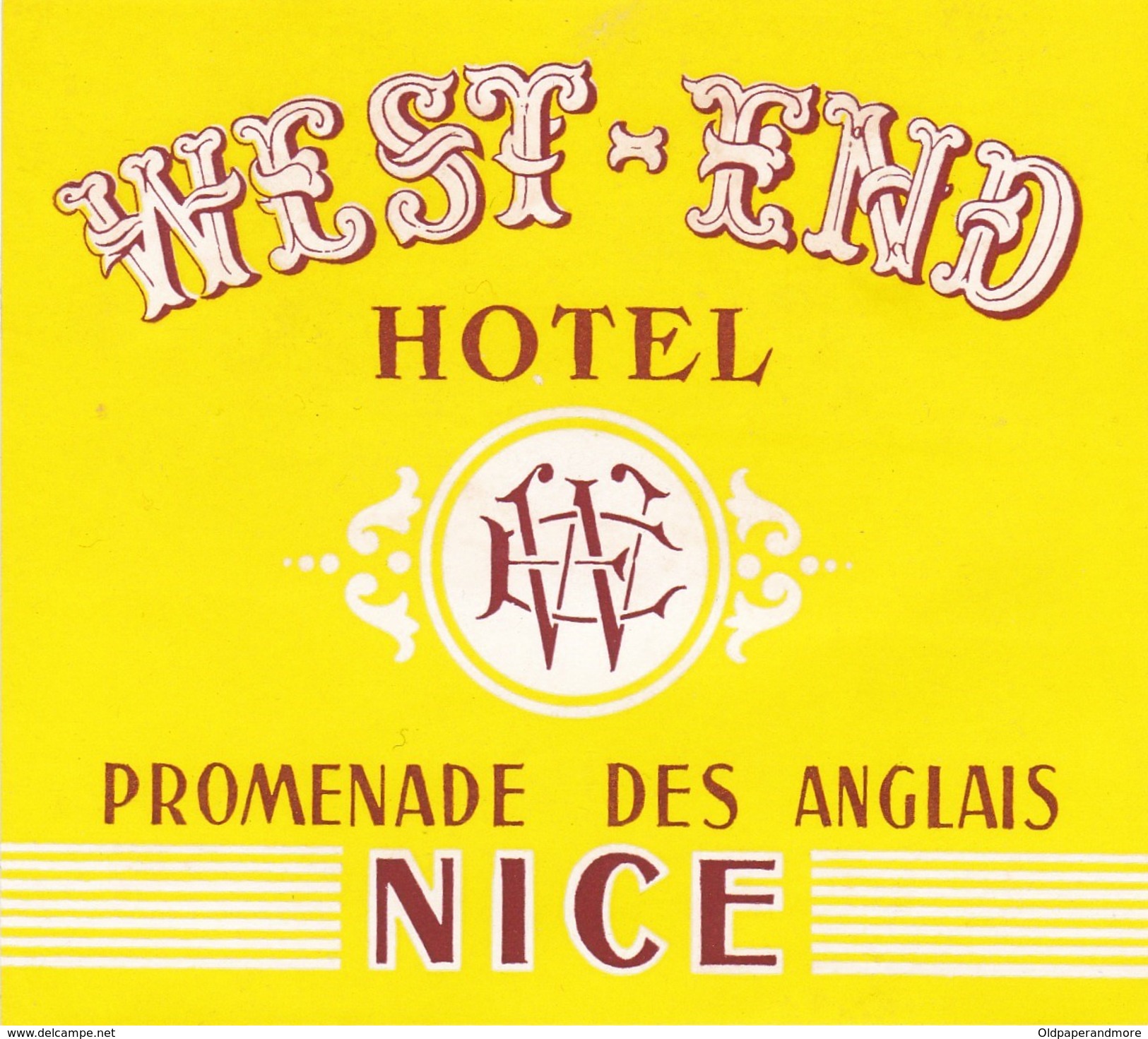 FRANCE   -  HOTEL LUGAGGE  LABEL - WEST - END HOTEL - NICE - Hotel Labels