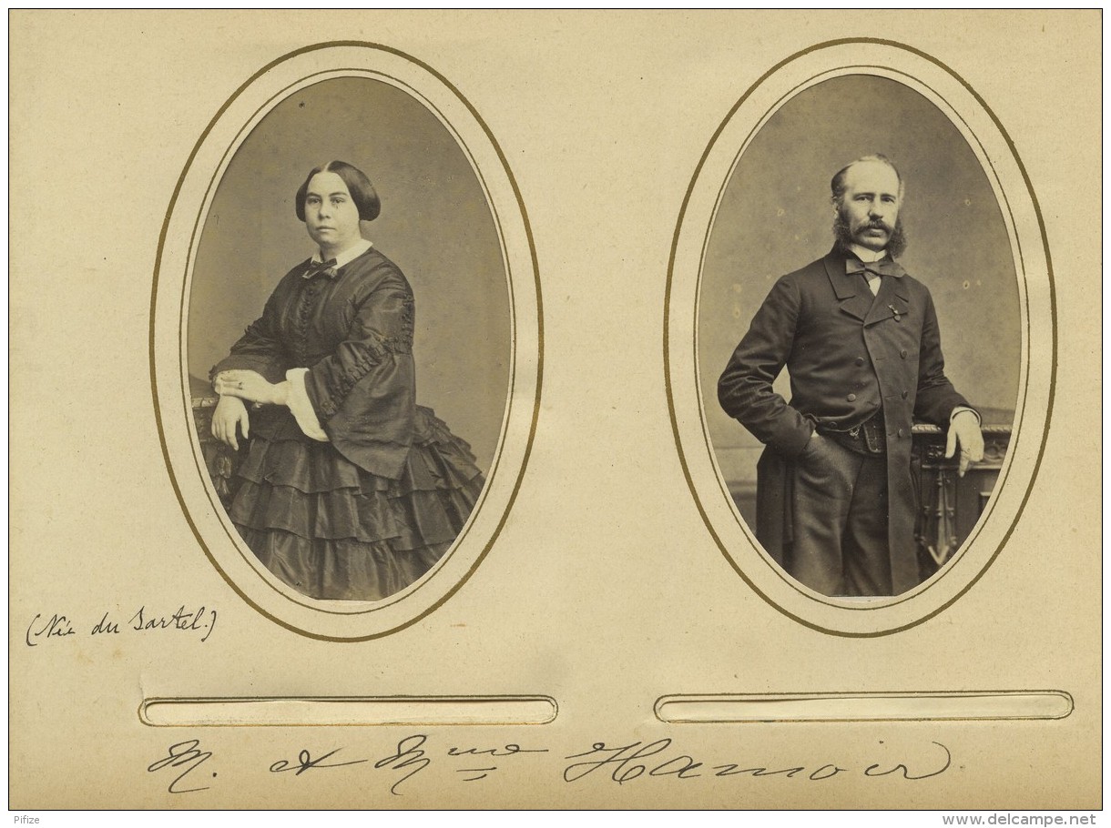 2 CDV 1860-70 Ghémar Frères à Bruxelles . Gustave Emile Hamoir , Maire De Saultain , Et Marie-Charlotte Frémin Du Sartel - Old (before 1900)