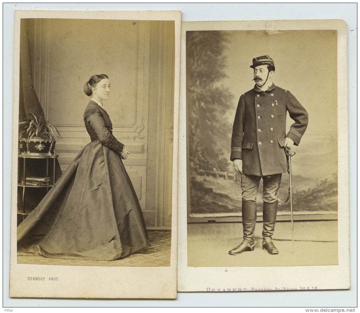 2 CDV 1860-70 . Le Comte Georges Nicolas Charles Henri De Loverdo En Mobile Et Son épouse Fanny Aimée Marie Lallier . - Old (before 1900)