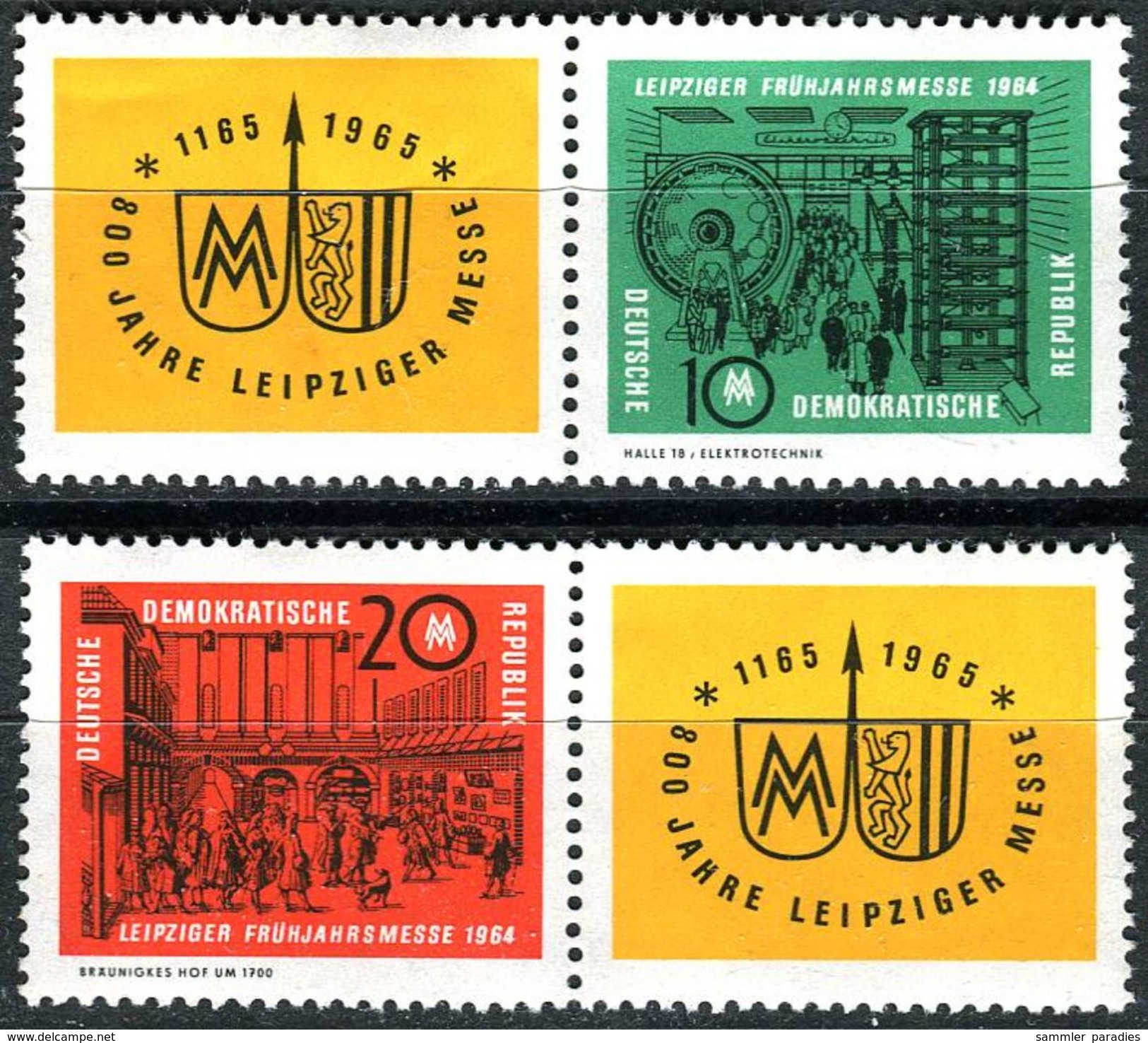 A03-09-1) DDR - Michel Zf/1012 / 2013/Zf = WZd 118 + 120 - ** Postfrisch (A) - Leipziger Frühjahrsmesse 1964 - 25,00 Mi€ - Neufs