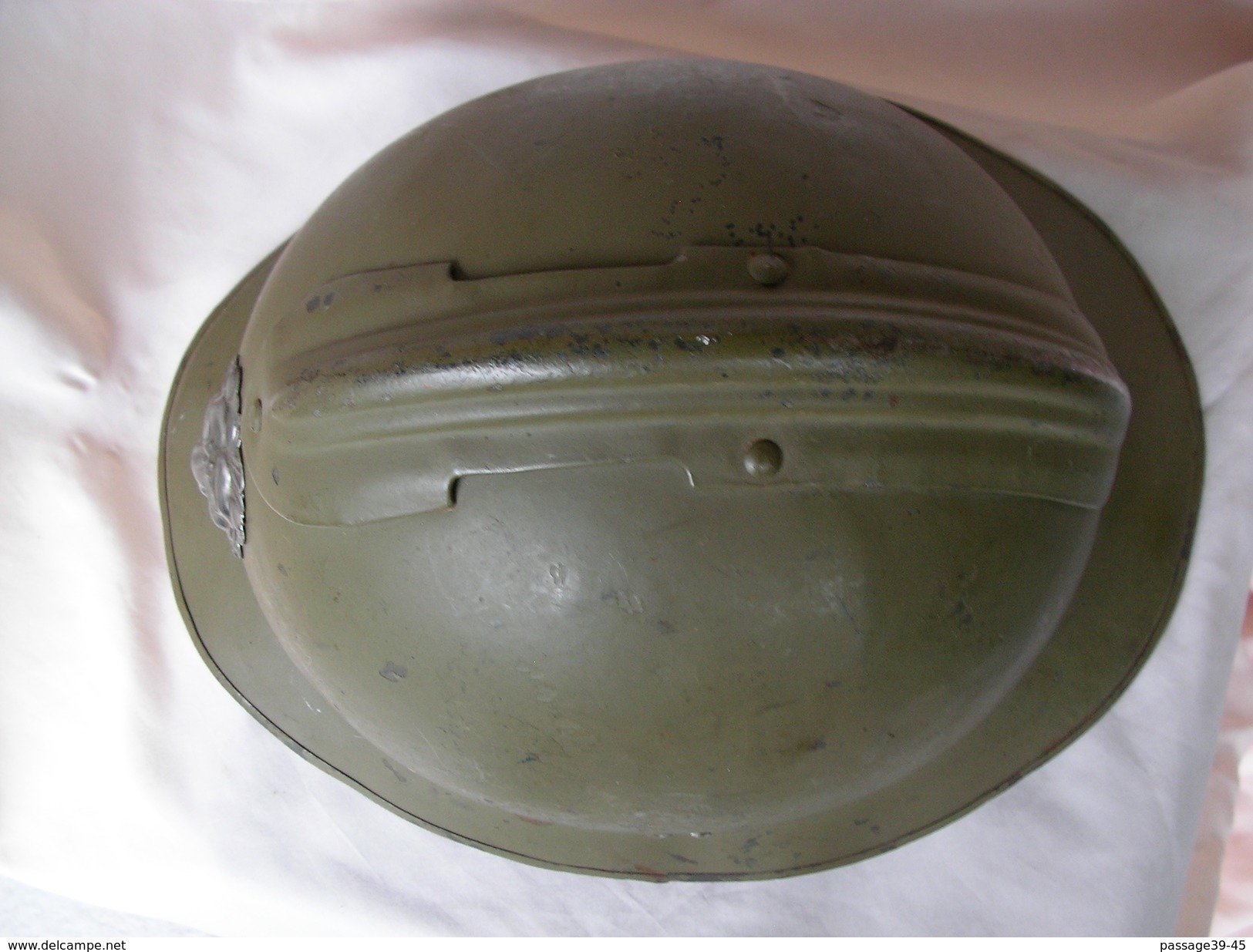 WW2 CASQUE BELGE ENTIER SECONDE GUERRE MONDIALE AVEC INTERIEUR MARQUAGE TAILLE