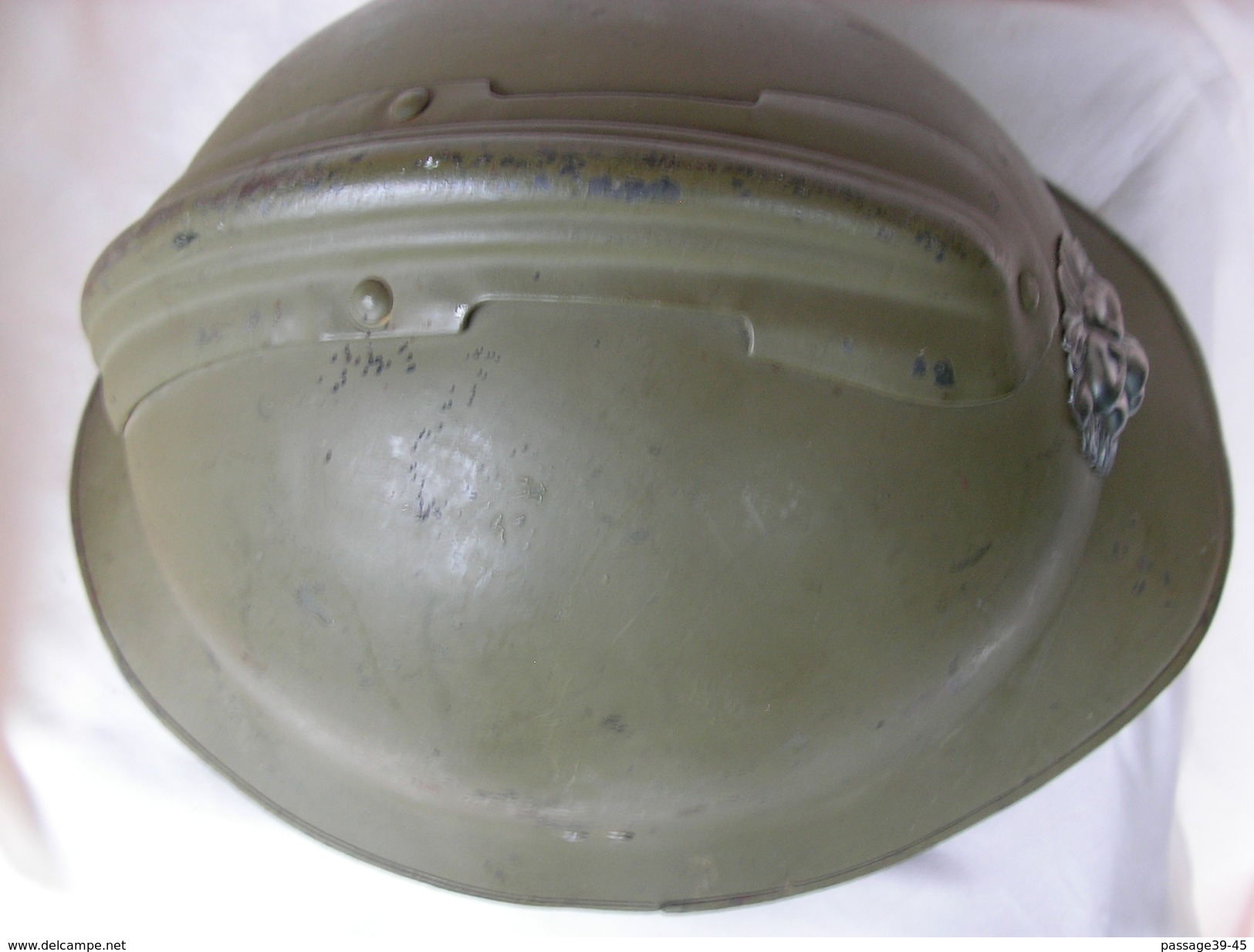 WW2 CASQUE BELGE ENTIER SECONDE GUERRE MONDIALE AVEC INTERIEUR MARQUAGE TAILLE