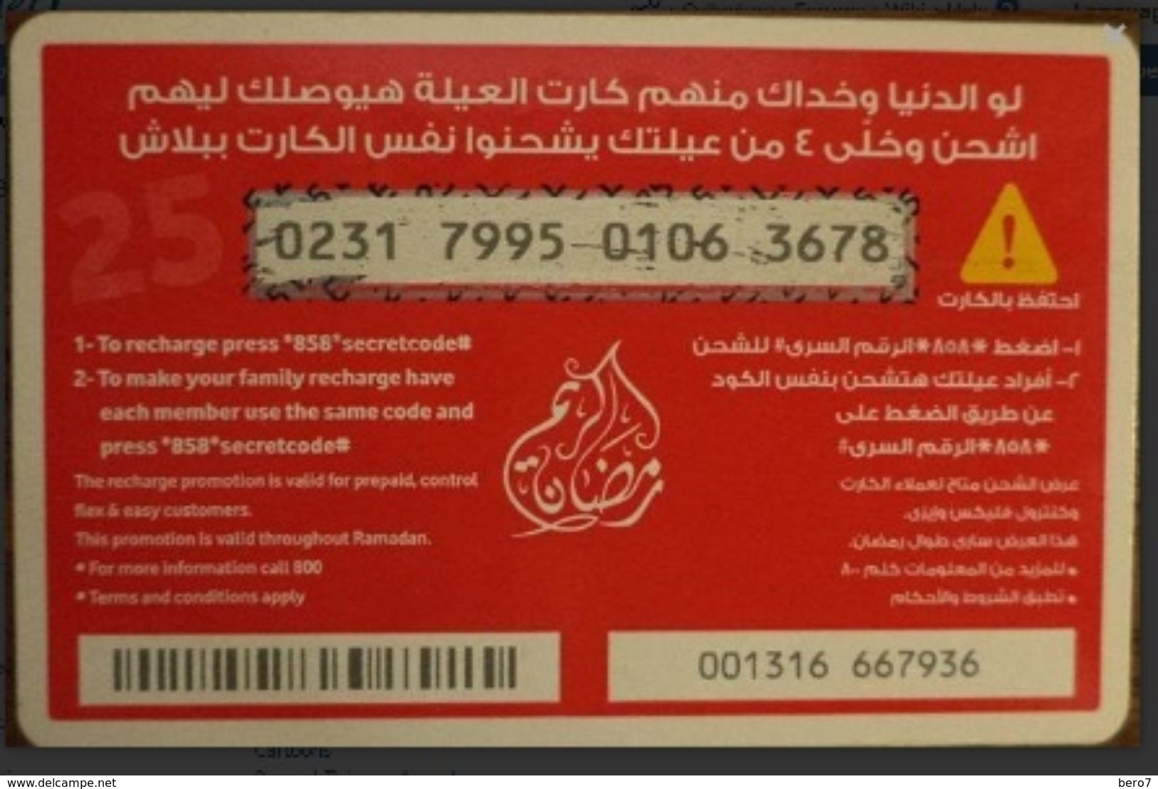 EGYPT - Family Card 25 Pounds  Vodafone , [used] (Egypte) (Egitto) (Ägypten) (Egipto) (Egypten) - Egipto