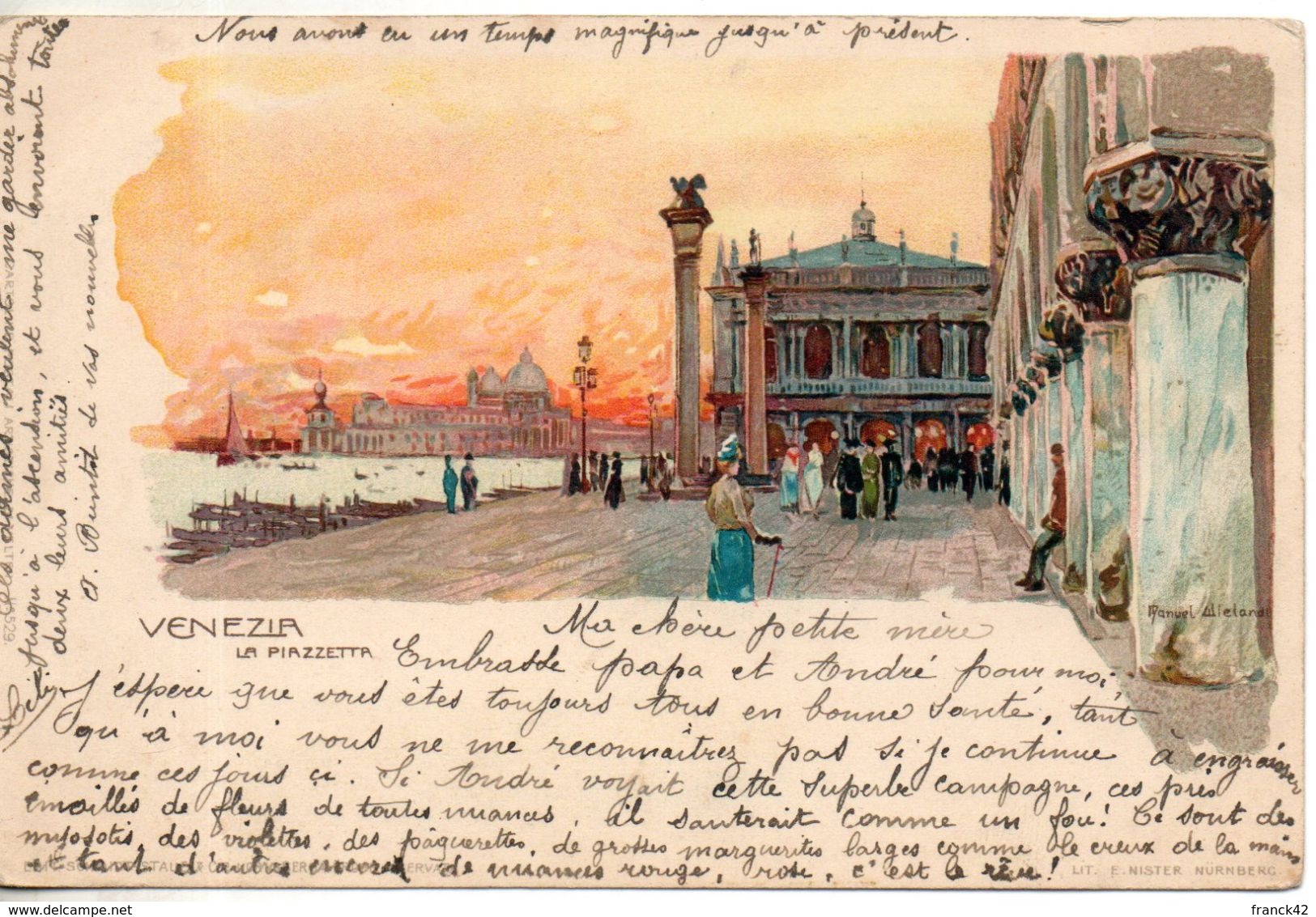 Italie. Venezia. La Piazzetta. Carte Illustrée - Venezia (Venice)