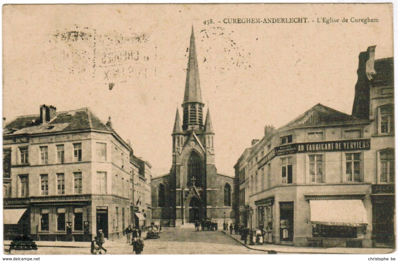 Cureghem Anderlecht, L'Eglise De Cureghem, Sur Le Coin, Magasin "Au Fabricant De Verviers"  (pk41293) - Anderlecht