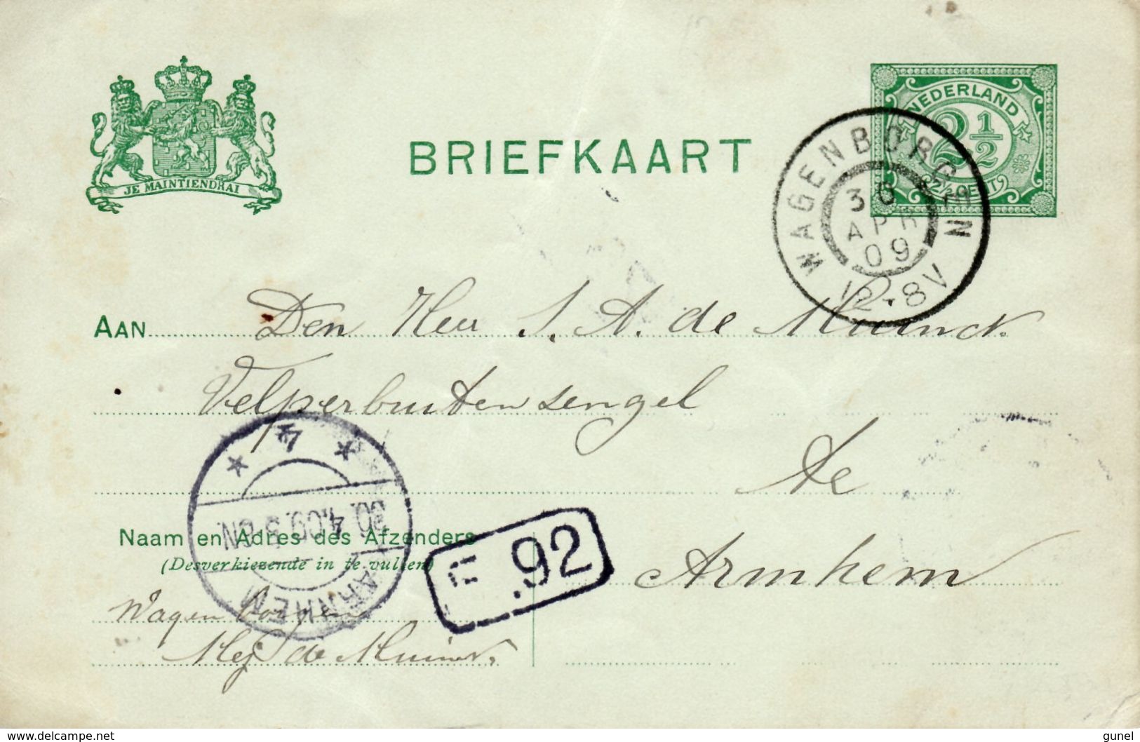 30 APR 09 Grootrond WAGENBORGEN Op Bk Naar Arnhem - Postal History