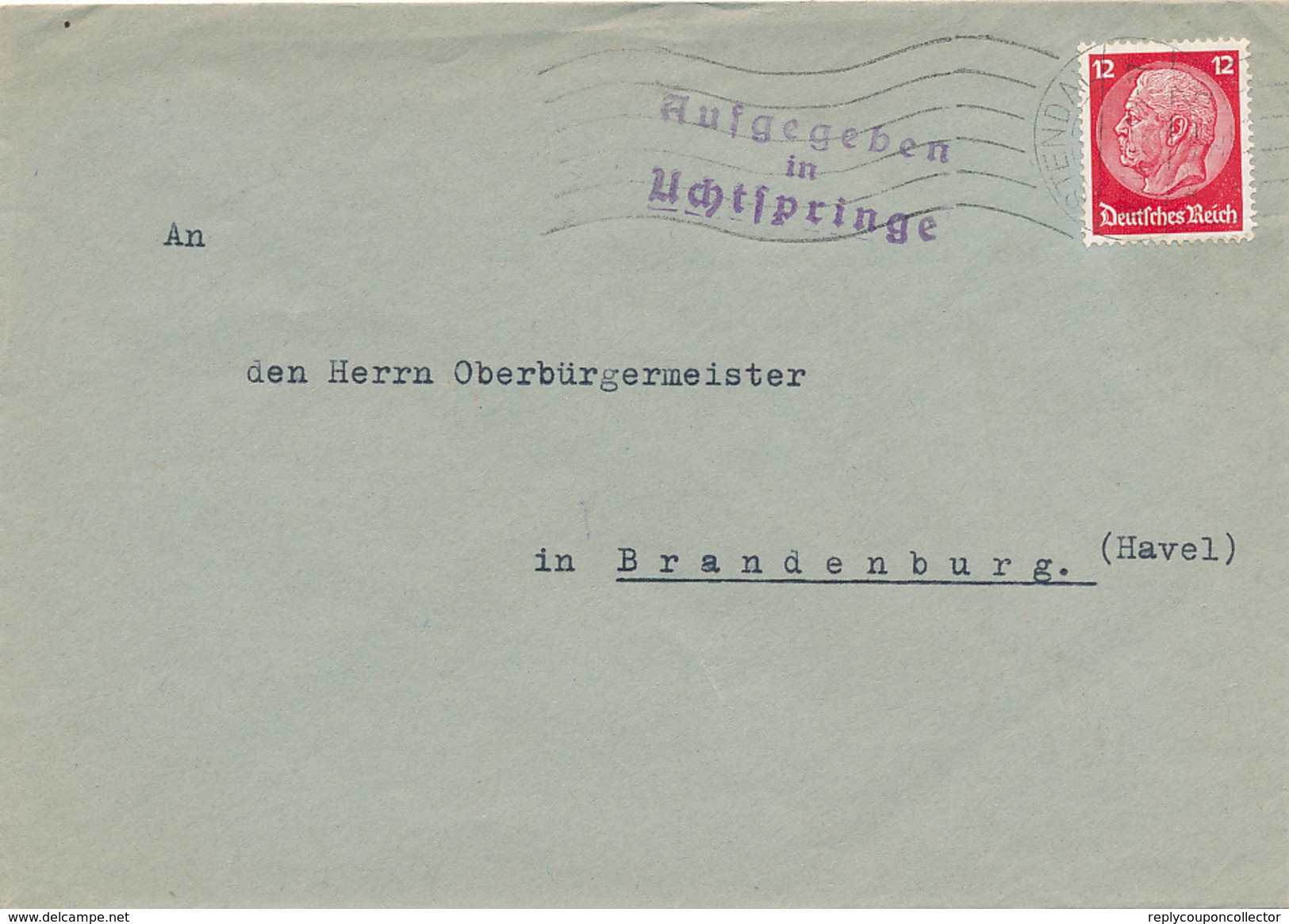 Aufgegeben In Uchtspringe - Nach Brandenburg , Landpoststempel , Postnebenstempel - Franking Machines (EMA)