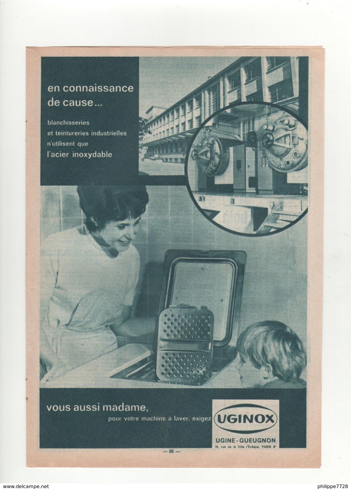 Publicité Lave Linge UGINOX  1961 - Advertising