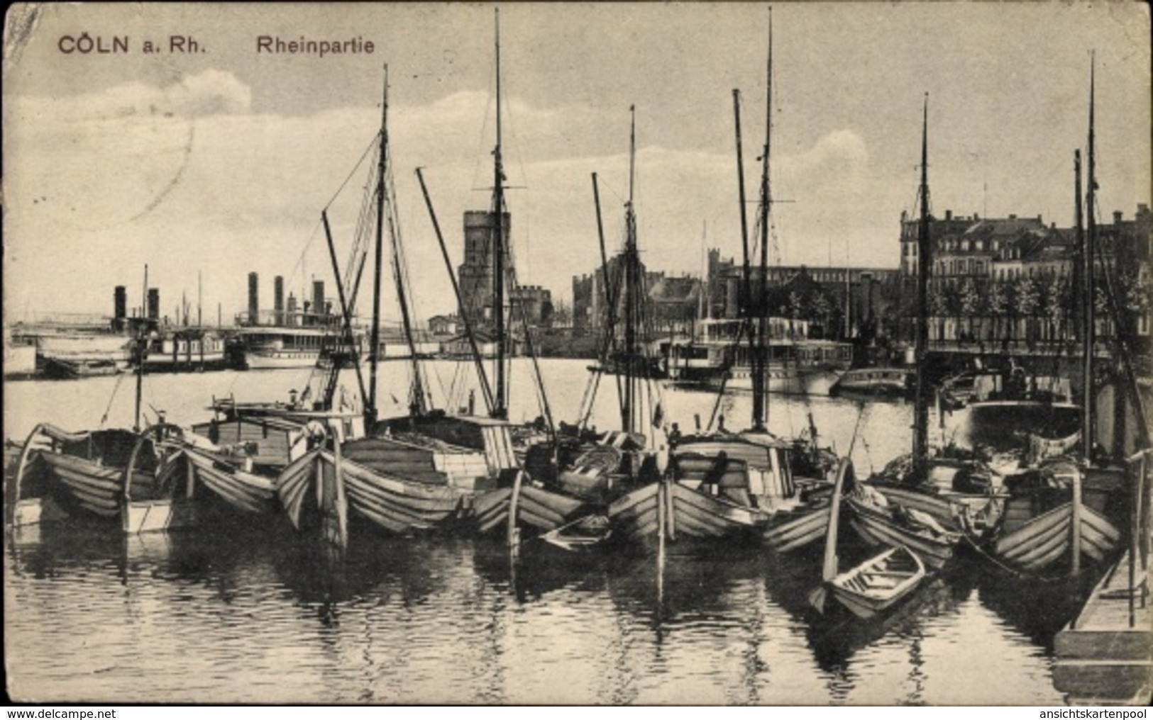 Cp Köln Am Rhein, Rheinpartie, Bootsanlegestelle, Segelboote, Dampfer - Autres & Non Classés