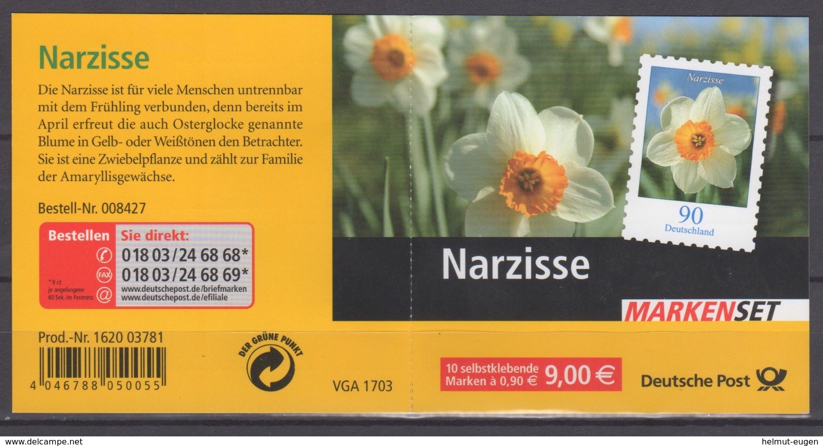 MiNr.: 61 Selbstklebend (Markenheftchen) Deutschland Bundesrepublik Deutschland; Blumen, Narzisse - 2001-2010
