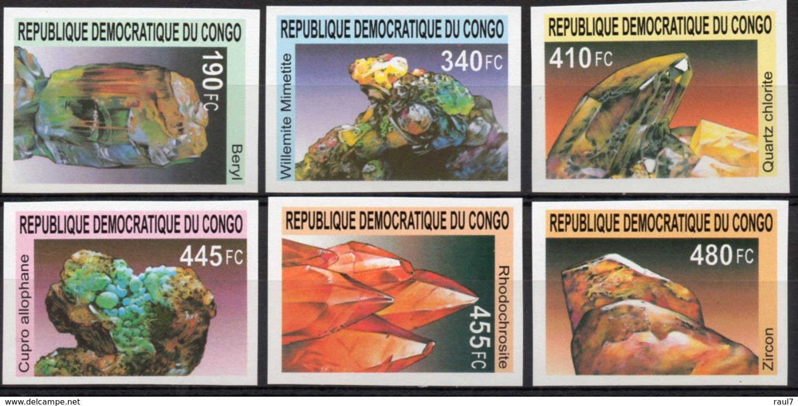 R.D. Du Congo 2002 - Minéraux - 6 Val ND Neufs // Mnh Imp. - Neufs