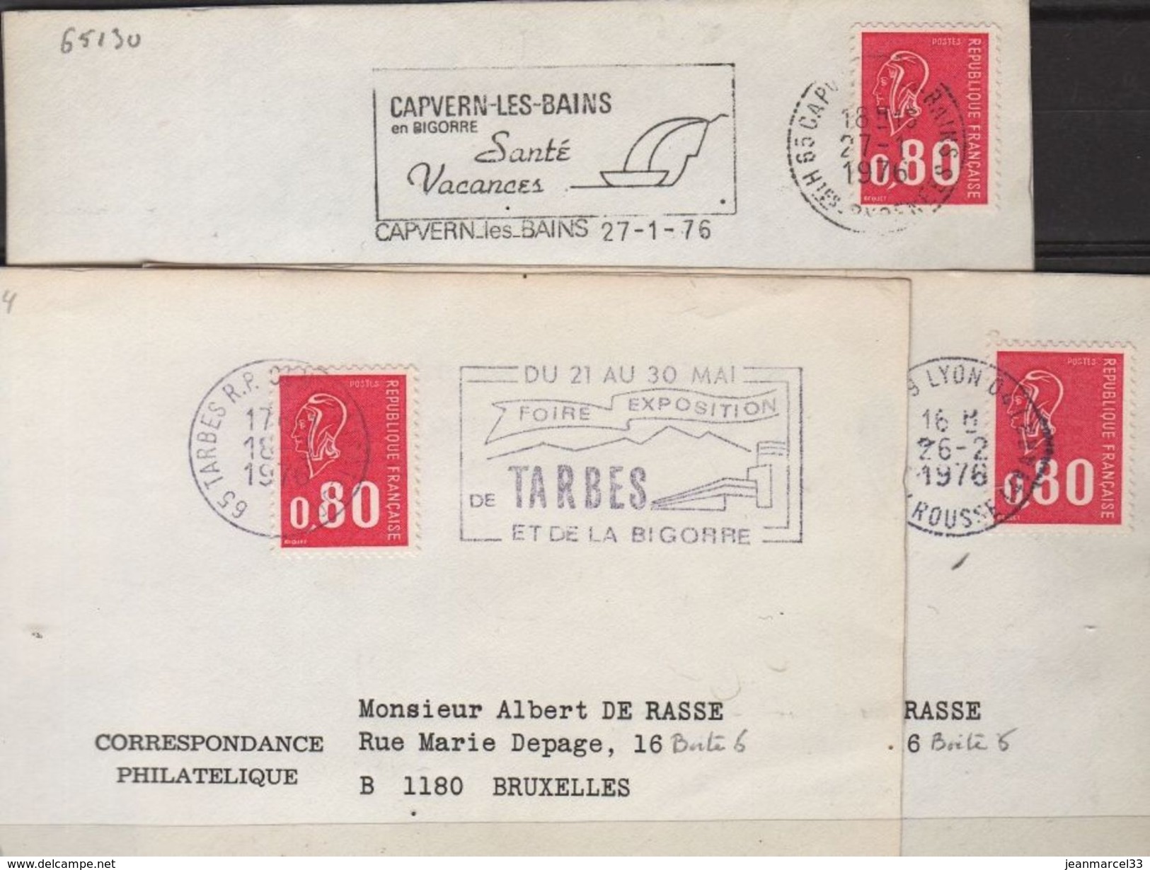 Variétés 0,80 Béquet Rouge N° 1816a Sans Phosphore 3 Fragments - Storia Postale