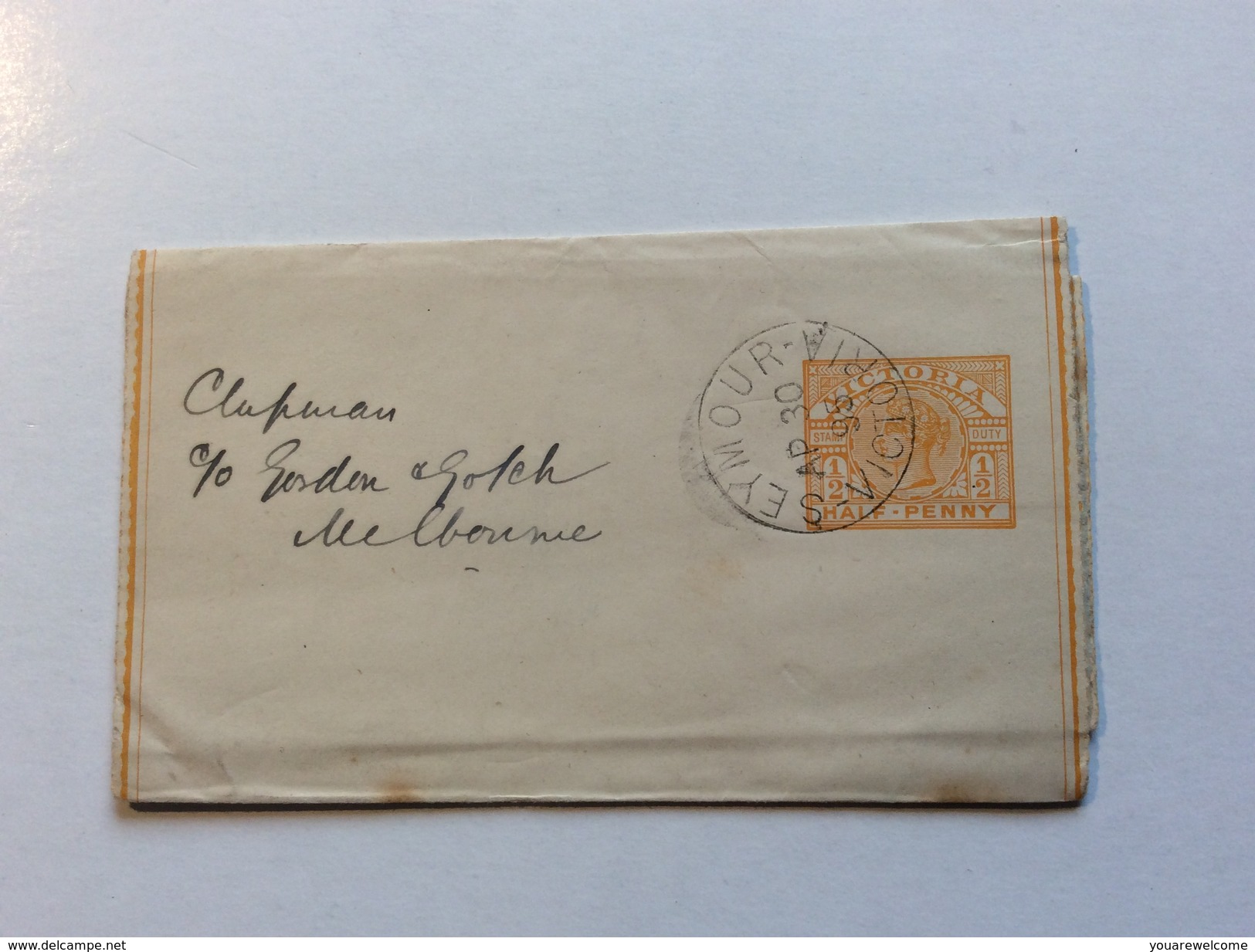 Victoria Postal Stationery Wrapper Cds SEYMOUR 1893 > Melbourne (Australia Cover Lettre Australie Entier - Covers & Documents