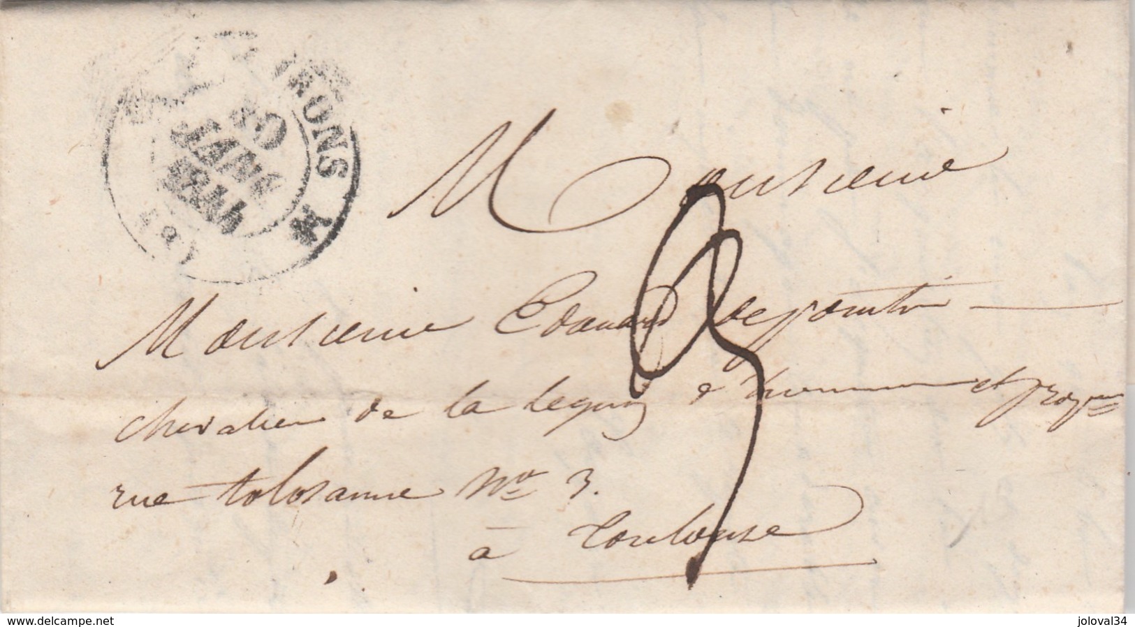 Lettre Cachet ST GIRONS Ariège 30/1/1844 Taxe Manuscrite Pour Toulouse - 1801-1848: Précurseurs XIX