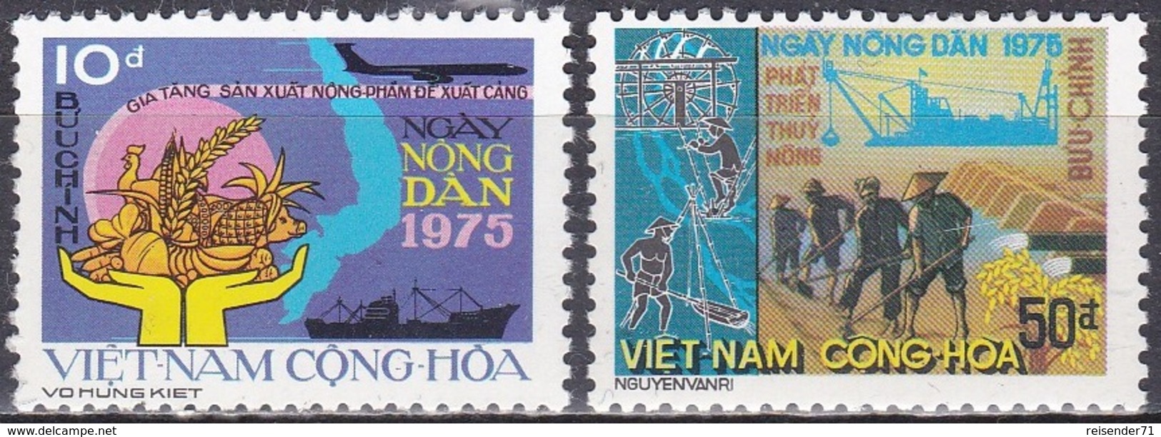 Südvietnam Vietnam South 1975 Wirtschaft Landwirtschaft Staatswesen Gesetze Agrarreform, Mi. 590-1 ** - Vietnam