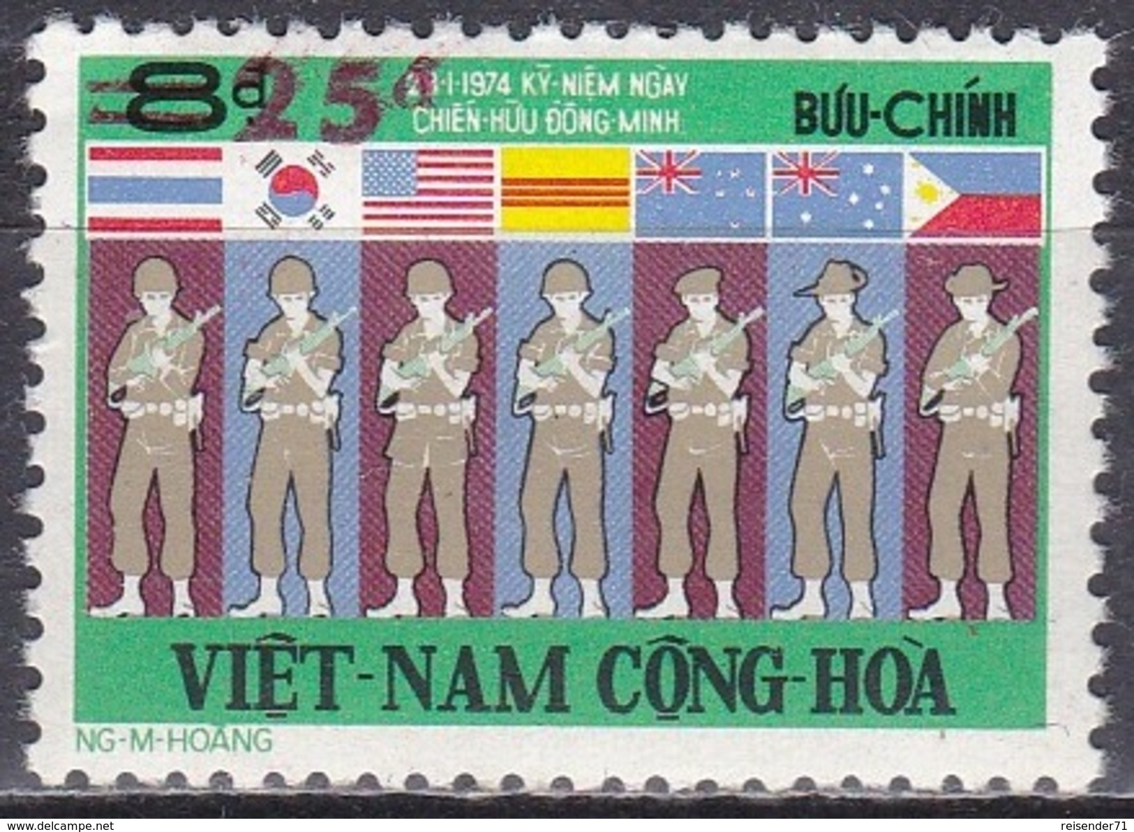 Südvietnam Vietnam South 1975 Militär Armee Soldaten Kämpfer Vietnamkrieg Freundschaft Alliierte Flaggen, Mi. 592 ** - Viêt-Nam