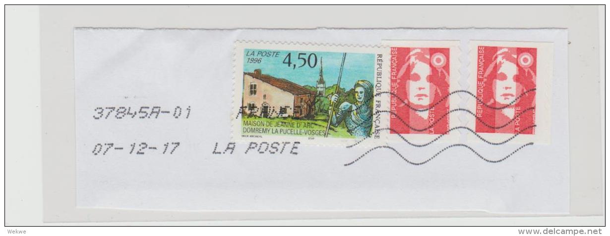 Frankreich 298 / Fragment, 3 Marken 1996 + 2 X Marianne - Gebraucht