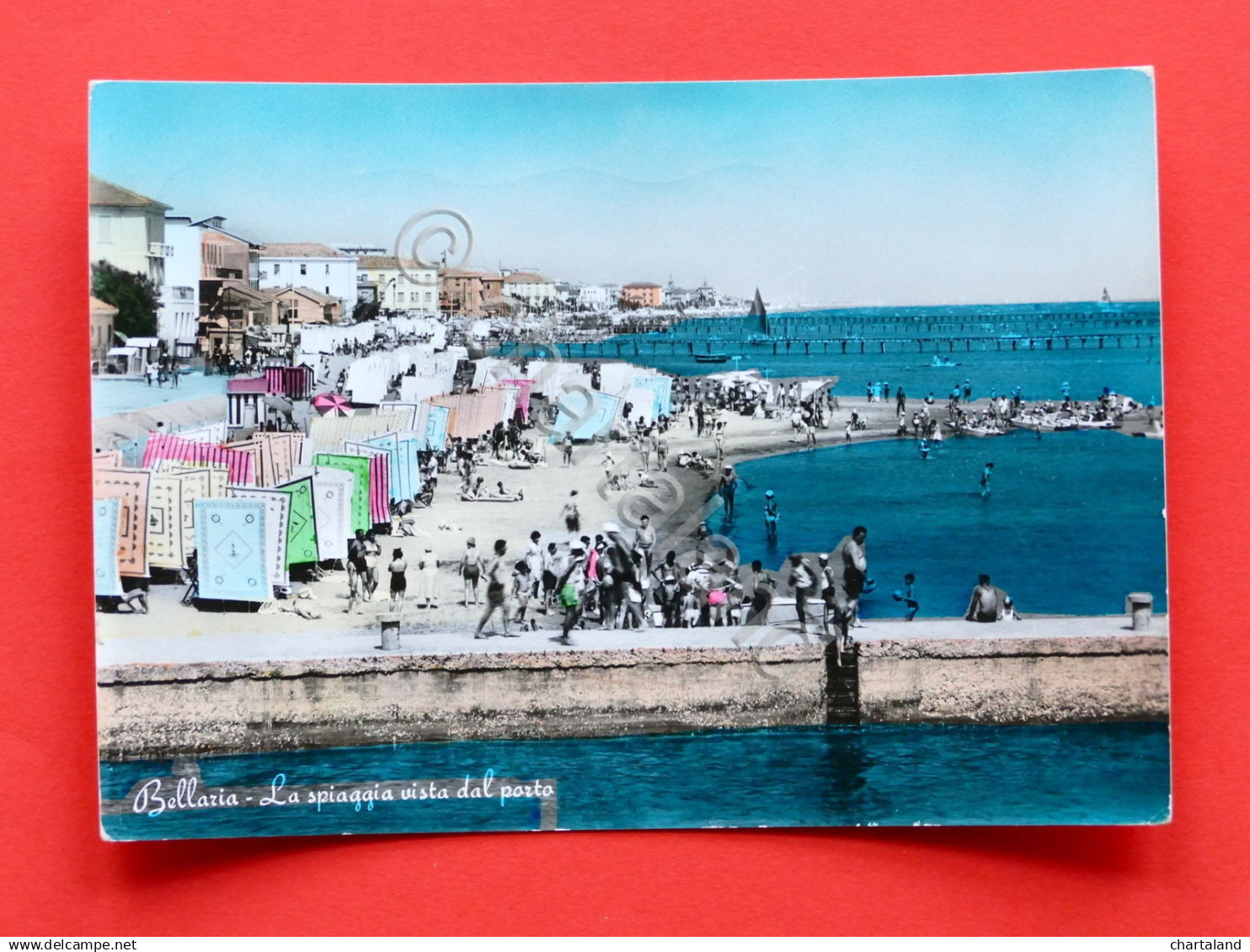 Cartolina Bellaria - La Spiaggia Vista Dal Porto - 1960 - Rimini