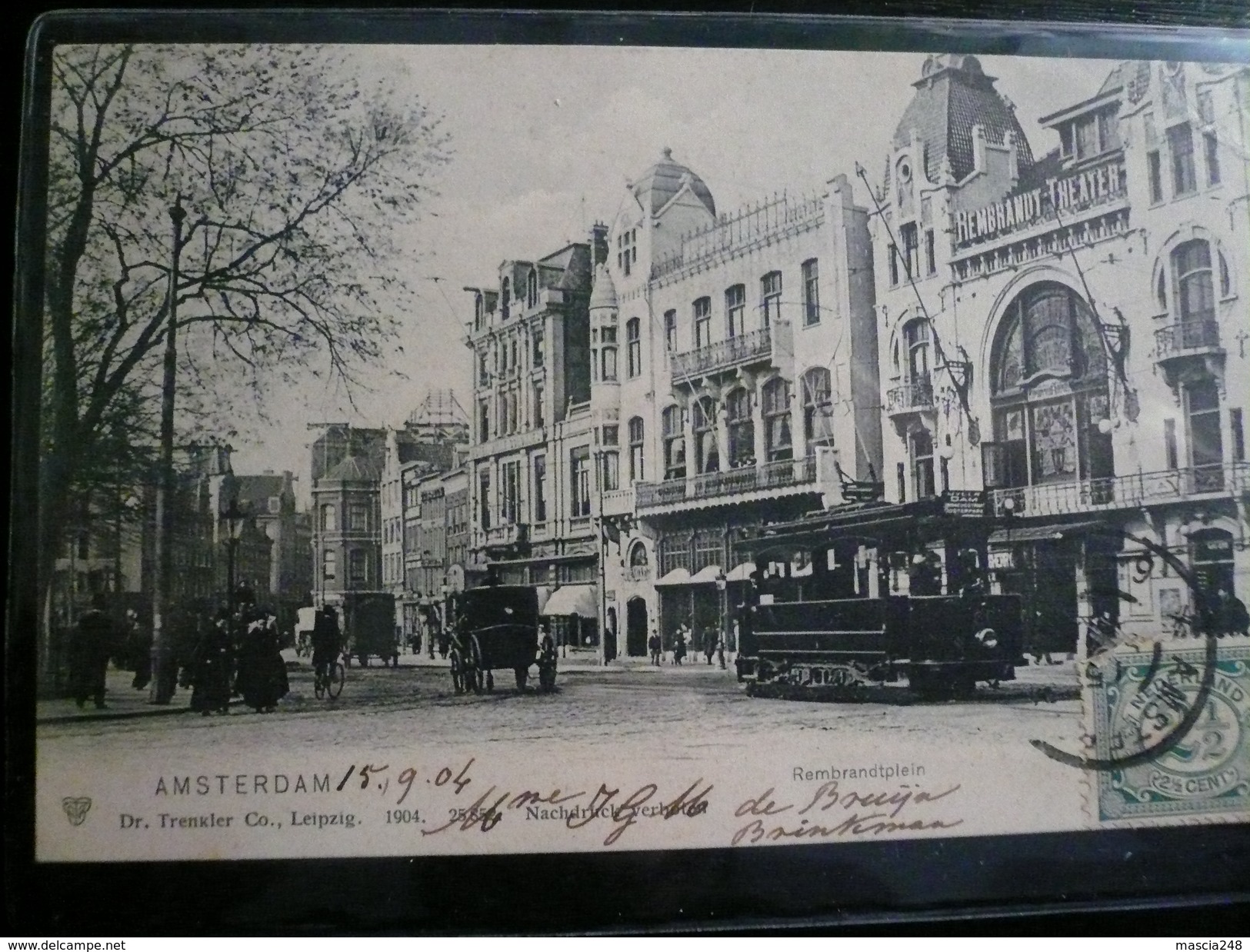 Amsterdam Tramway Rembrandplein Used 1904 To Italy Fine - Amsterdam