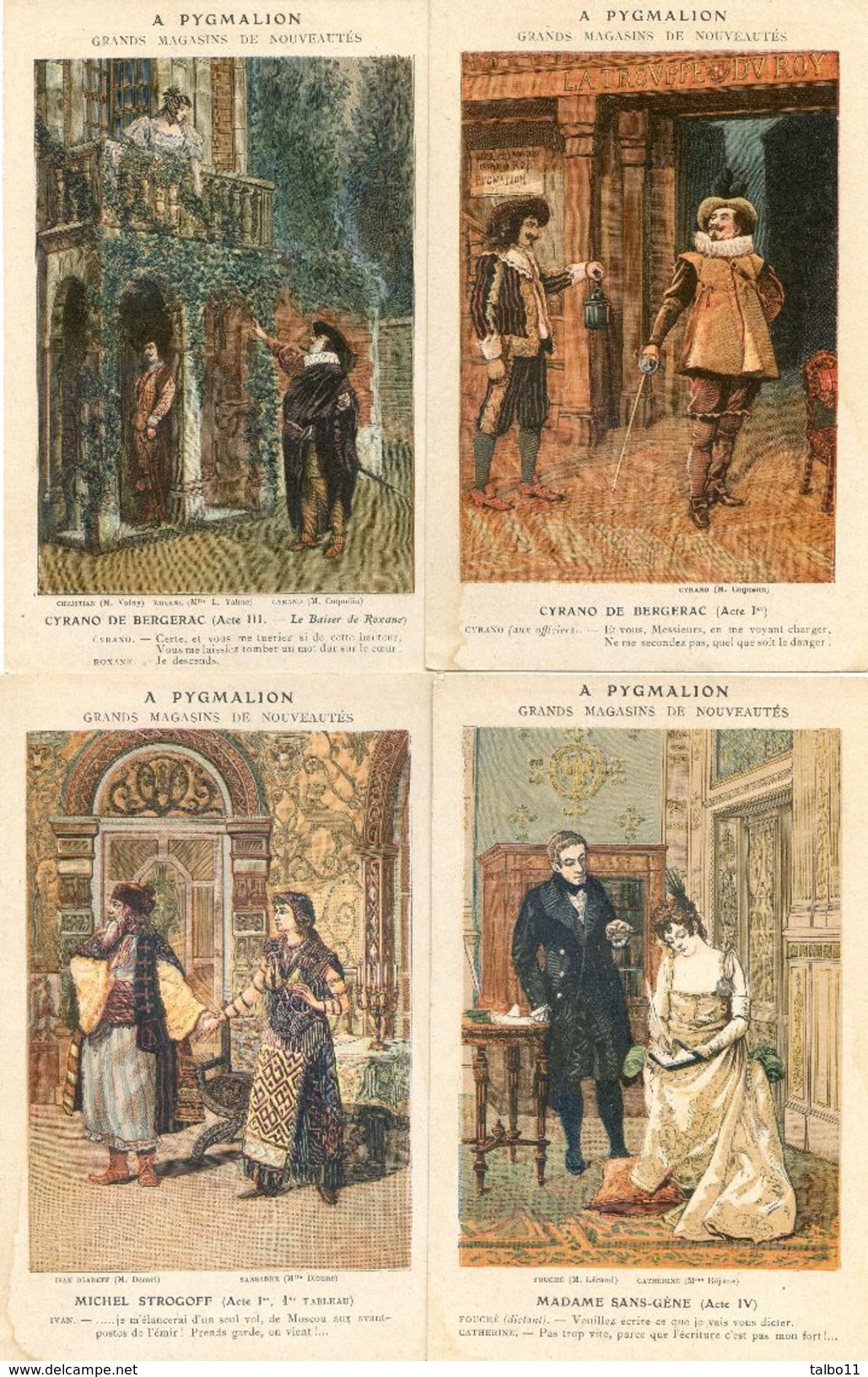 Lot De 12 Images Format Carte Postale -  Au Verso Pub Pour Magasin Pygmalion Magasin De Nouveautés - Theme Du Théatre - Reclame