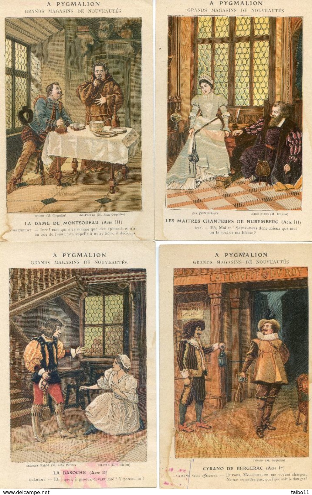 Lot De 12 Images Format Carte Postale -  Au Verso Pub Pour Magasin Pygmalion Magasin De Nouveautés - Theme Du Théatre - Reclame