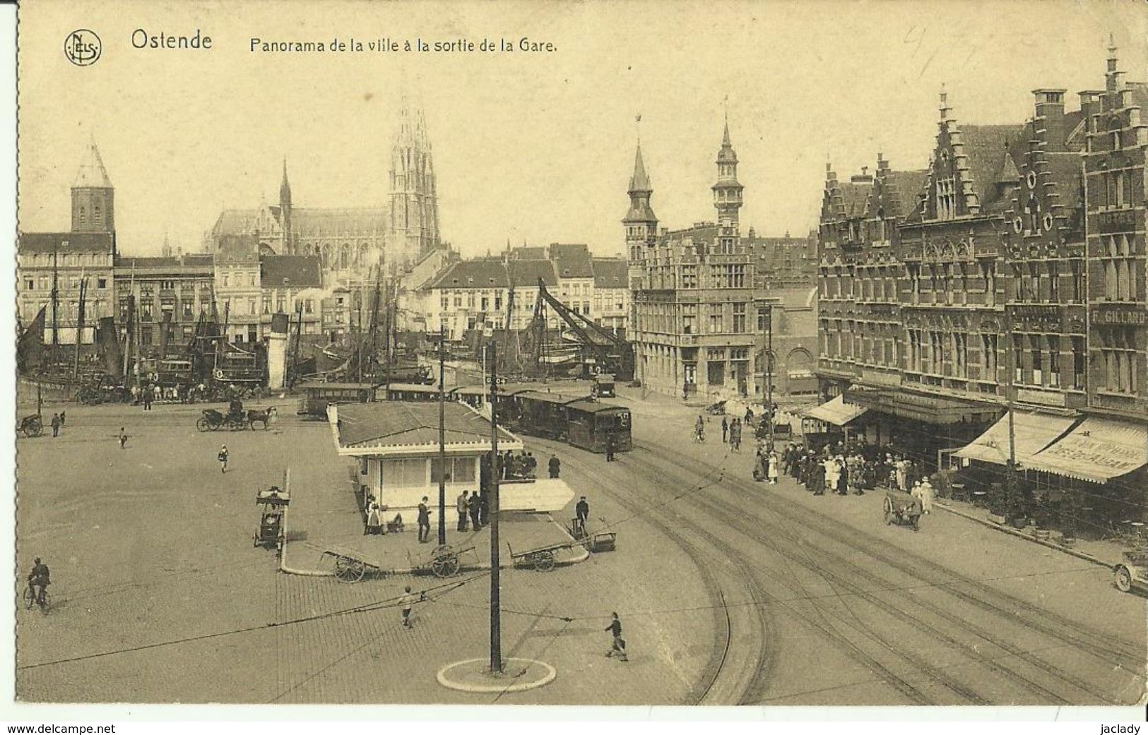 Ostende -- Panorama De La Ville à La Sortie De La Gare. (2 Scans) - Oostende