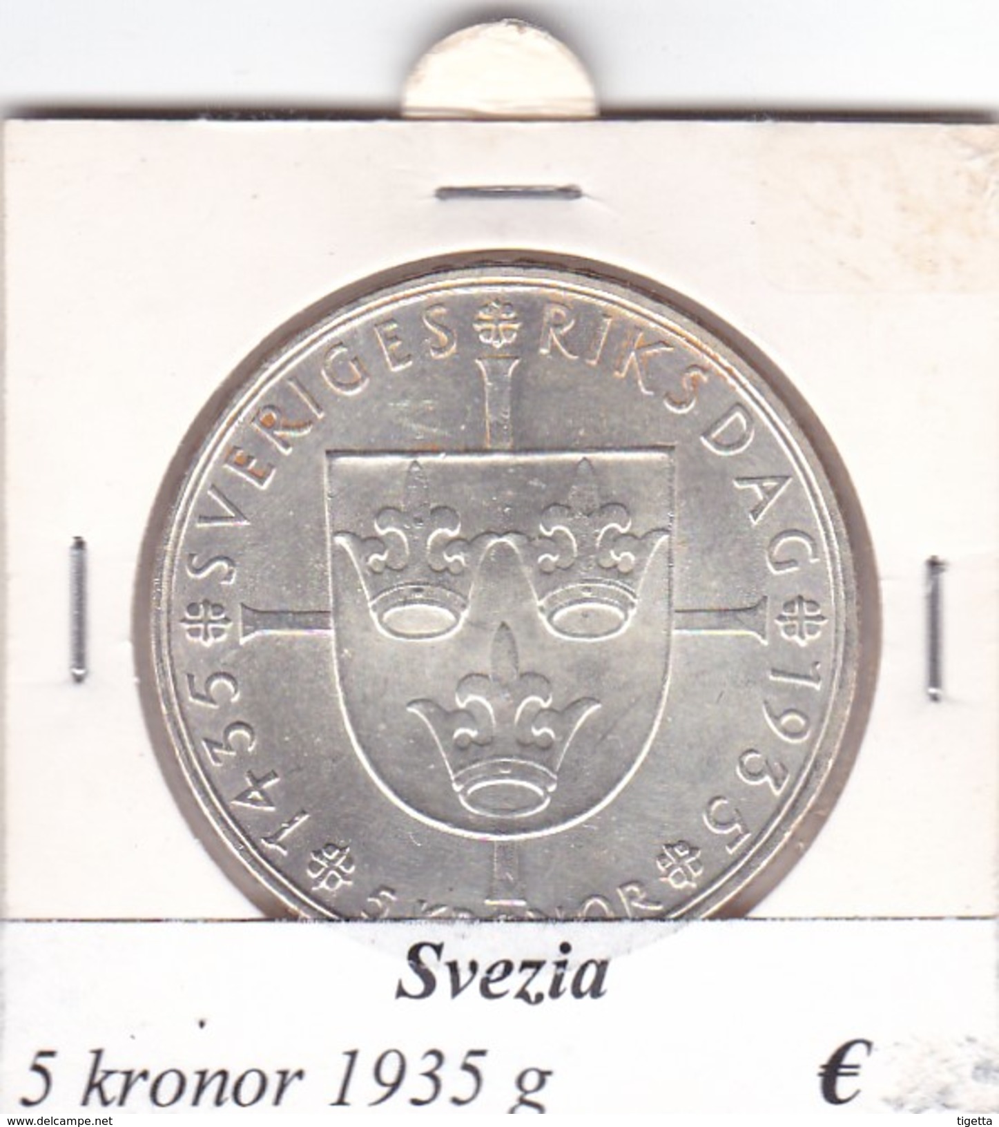 SVEZIA   5  KRONOR  ANNO 1935  COME DA FOTO - Svezia