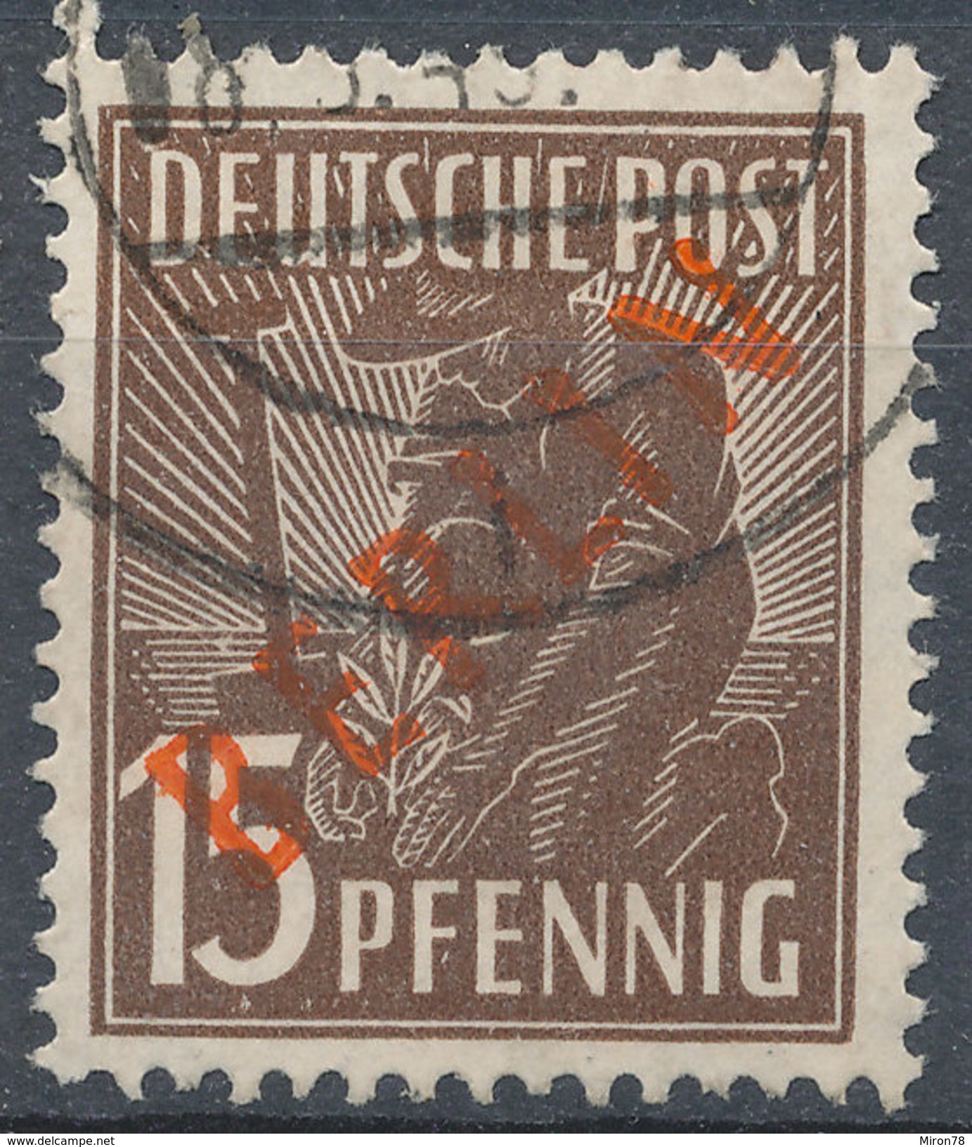 Stamps Berlin 1949 MI 25 15pf Red Overprint Set Used - Gebraucht