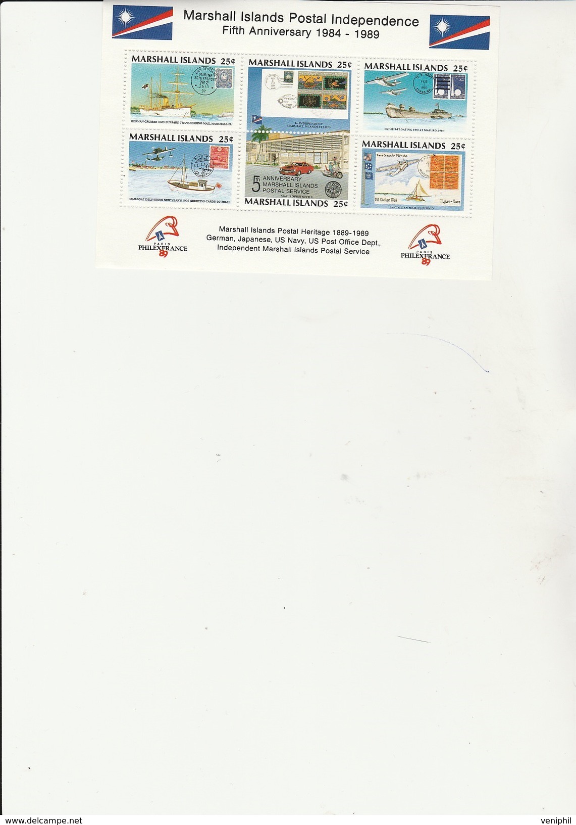 ILE MARSHALL - BLOC FEUILLET N°6- PHILEXFRANCE  NEUF XX - ANNEE 1989 - COTE : 15 € - Marshall