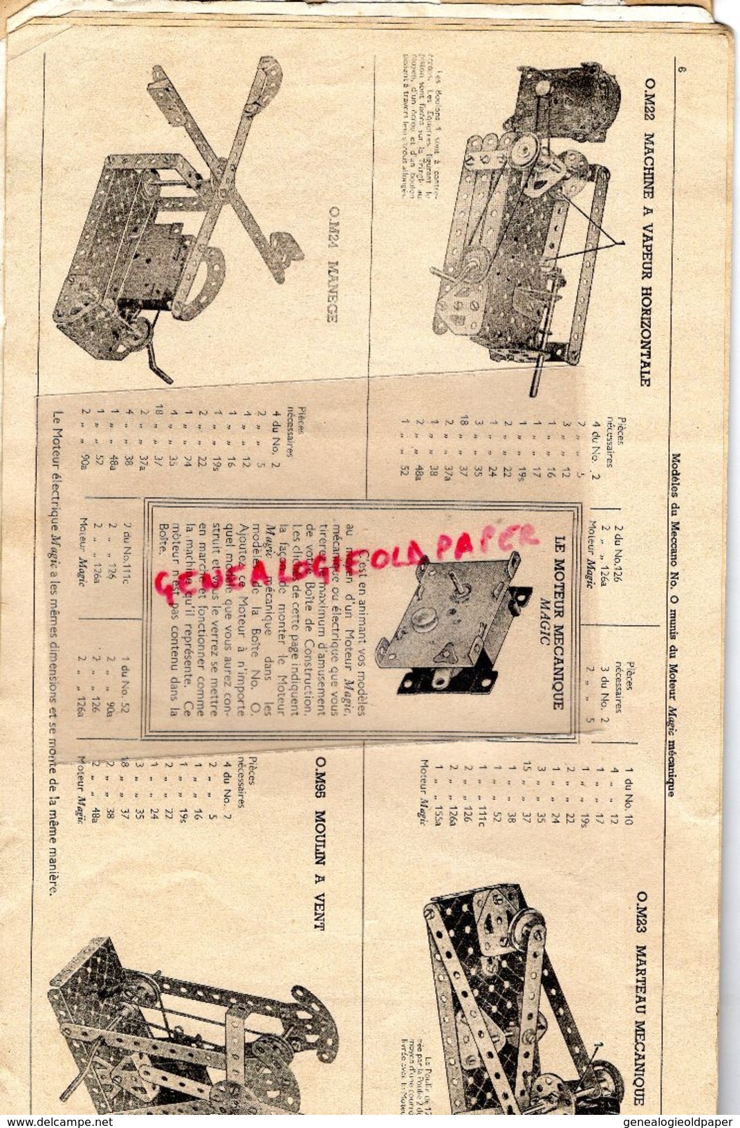 93- BOBIGNY- CATALOGUE MECCANO- BOITE N° 2-  TRAMWAY-GRUE-MONOPLAN-MANEGE-CAMION-AVION-SCIE-HYDRAVION-