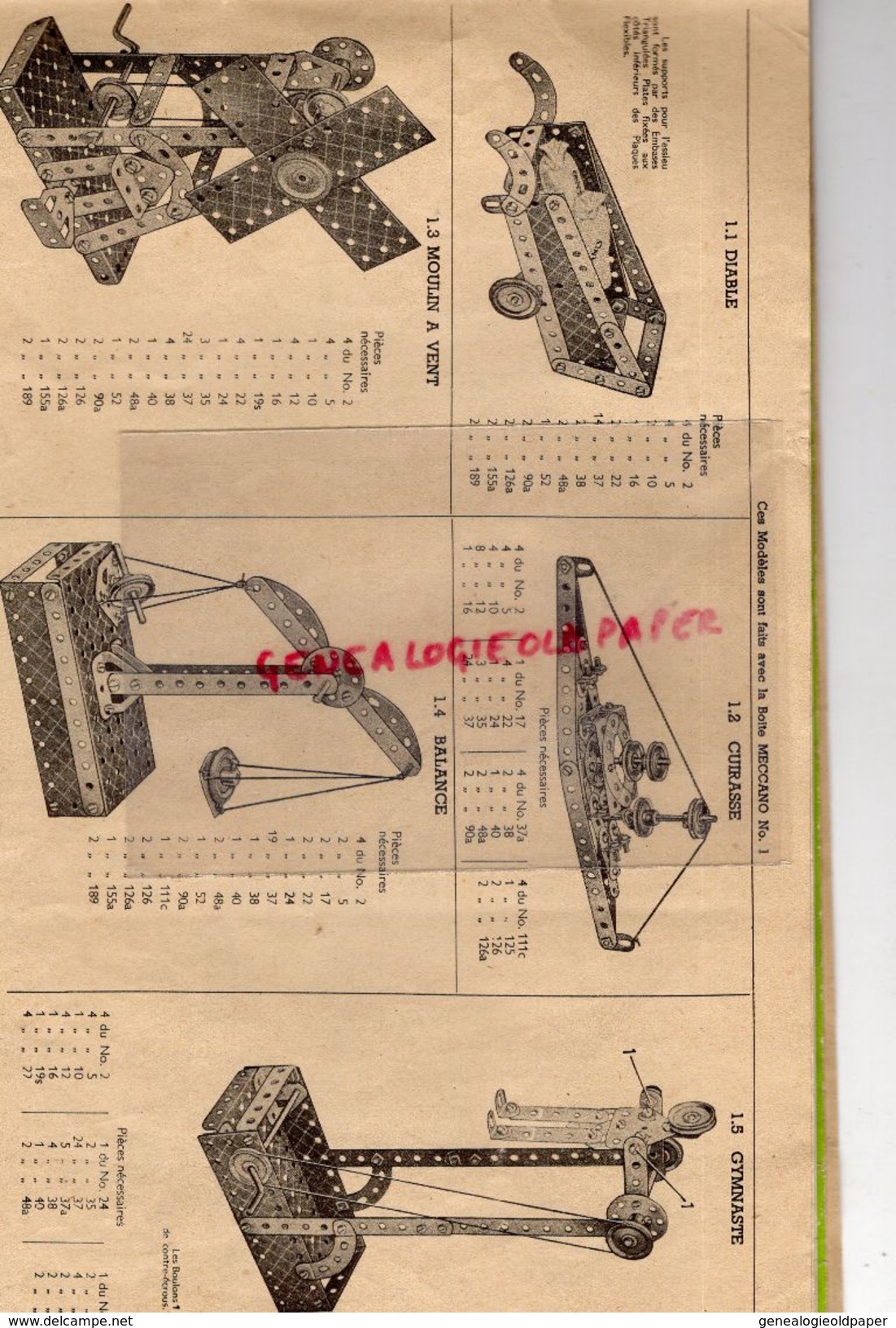 93- BOBIGNY- CATALOGUE MECCANO- BOITE N° 2-  TRAMWAY-GRUE-MONOPLAN-MANEGE-CAMION-AVION-SCIE-HYDRAVION-