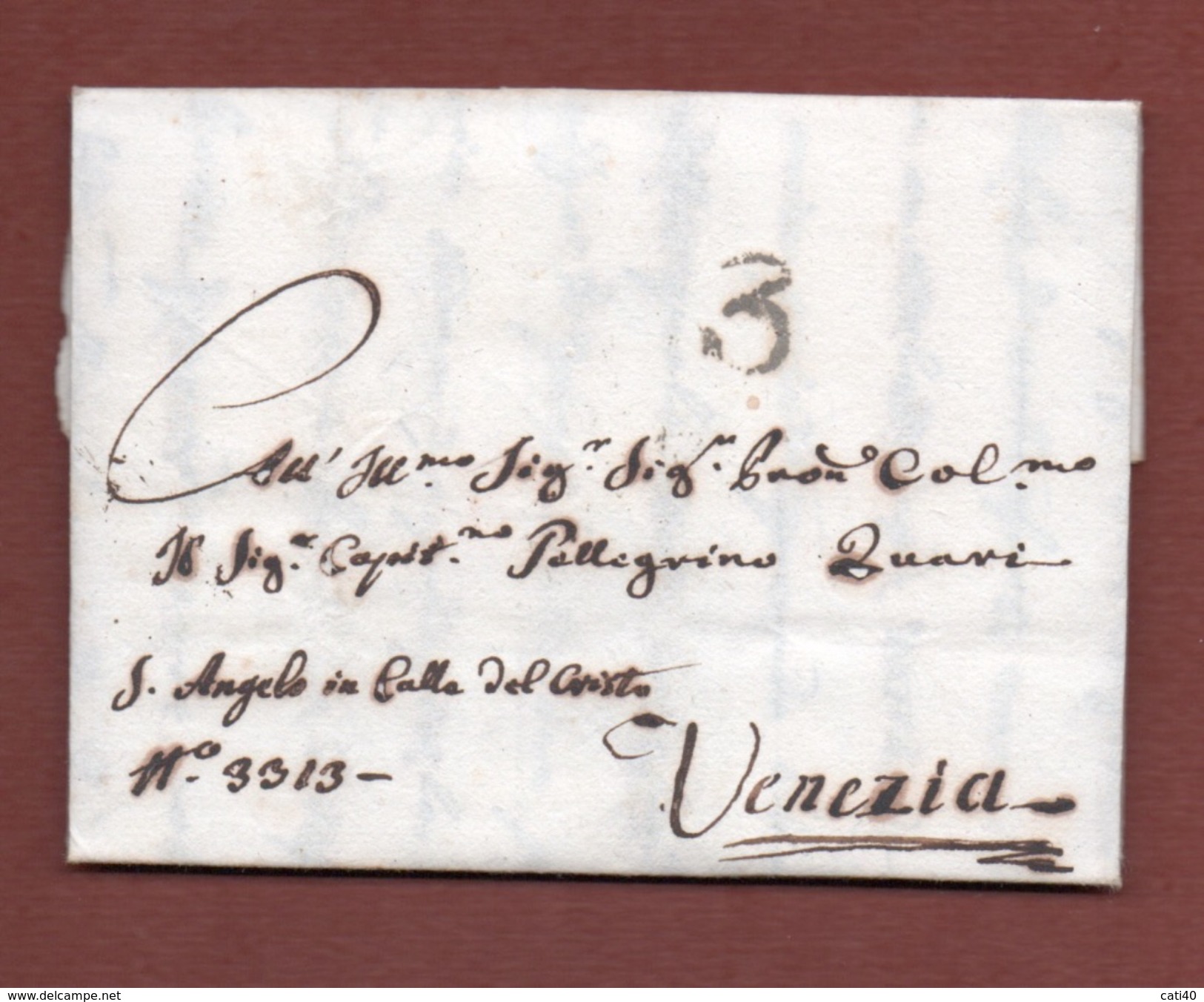 TREVISO 17/7/1804  Annullo In Cerchio + TASSA 3  SU LETTERA PER VENEZIA AUTOGRAFA DEL CONTE DELLA PALUDE  V.note - Documenti Storici