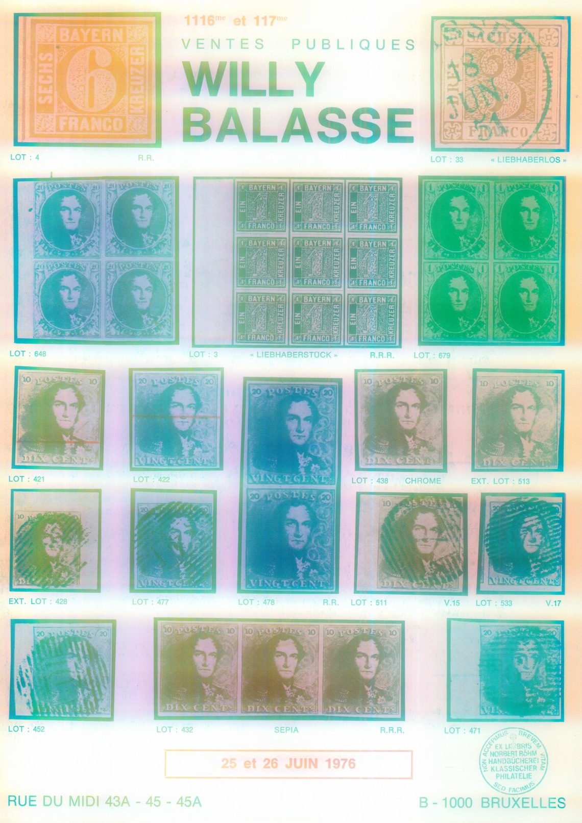 Willy Balasse 1116 - 1117. Auktion 1976 - Auktionskataloge