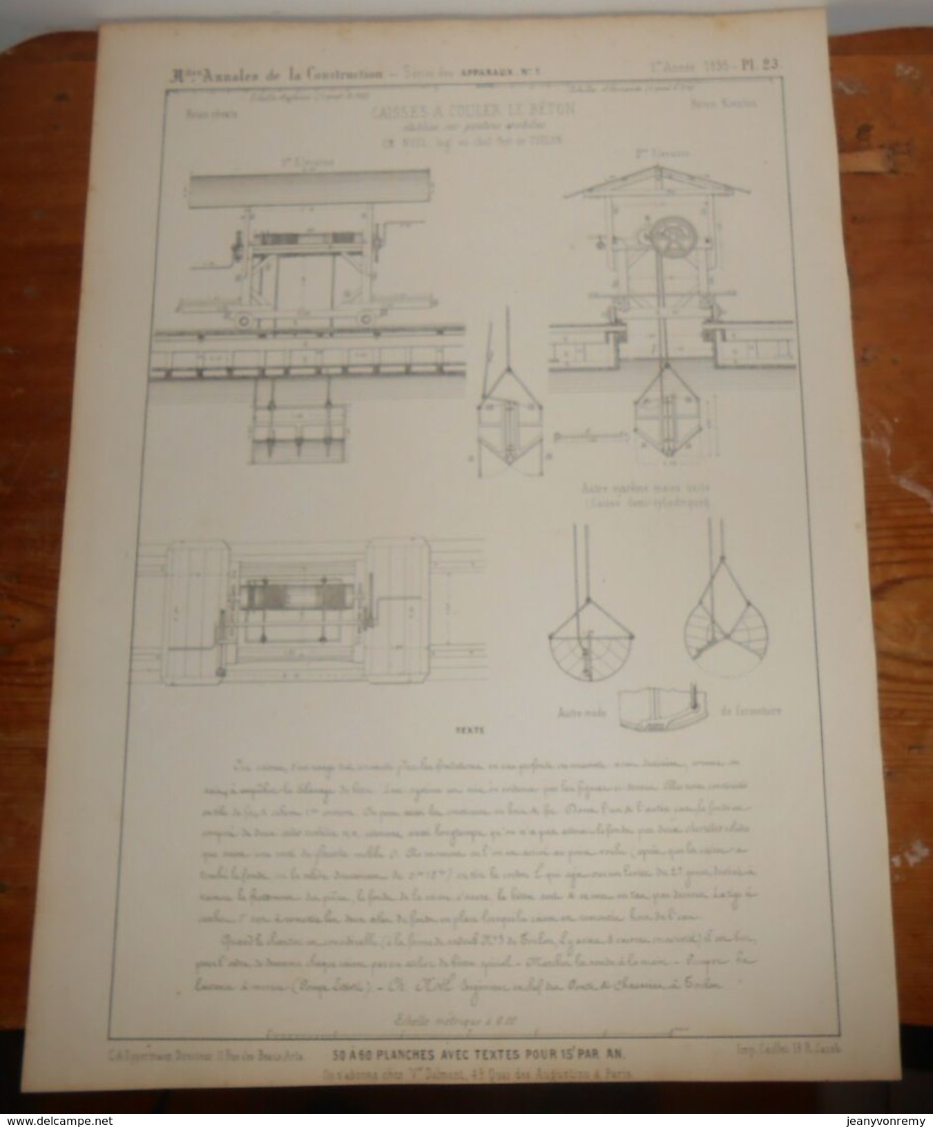 Plan De Caisses à Couler Le Béton, établies Sur Pontons Mobiles. 1855. - Public Works
