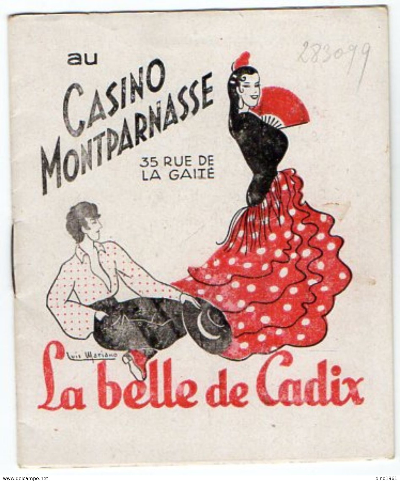 VP11.808 - Programme - Au Casino Montparnasse - La Belle De Cadix Avec Luis MARIANO - Programmes