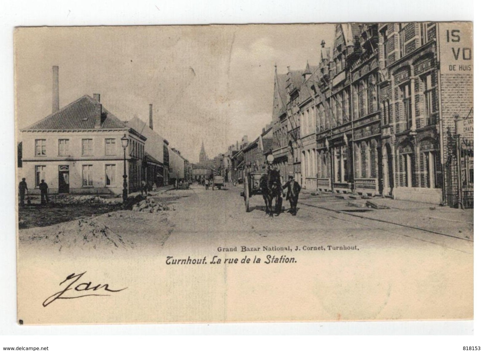 Turnhout. La Rue De La Station 1905 (lichte Plooi Midden V Boven Naar Onder) - Turnhout