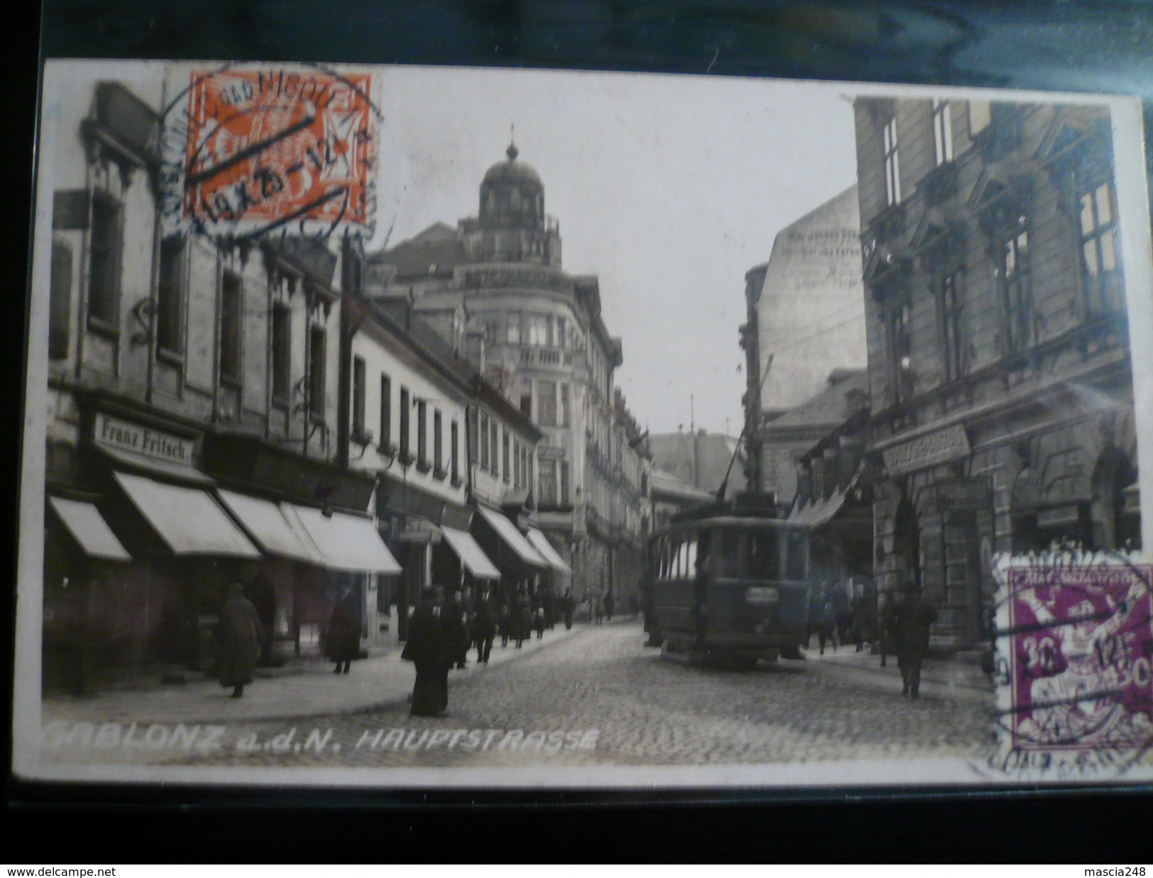 Gablonz Hauptstrasse With Tram- Photocard 1925 No Travelled - Tchéquie