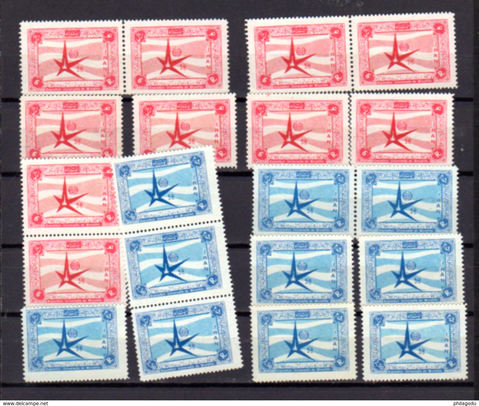 1958  Iran, 10 X  915 / 9167**, Cote 30 €, - 1958 – Brussels (Belgium)