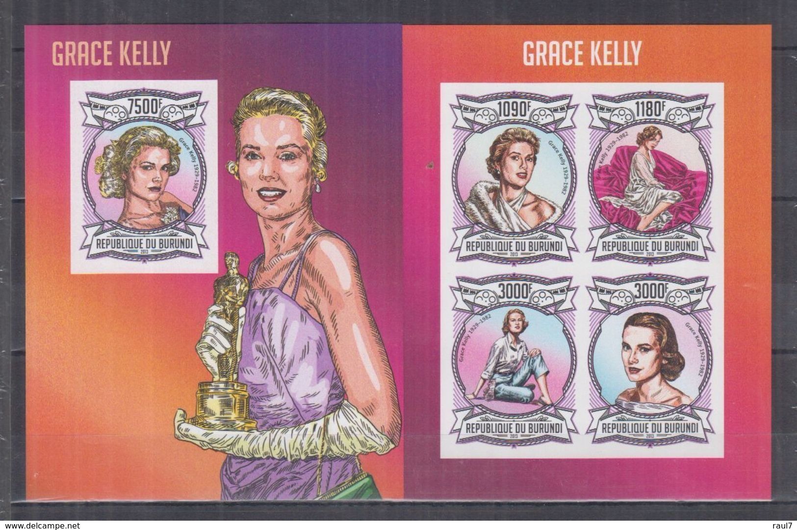 BURUNDI 2013 - Cinéma, Grace Kelly - Feuillet 4 Val + BF ND Neufs // Mnh Imp // CV 71.00 Euros - Unused Stamps
