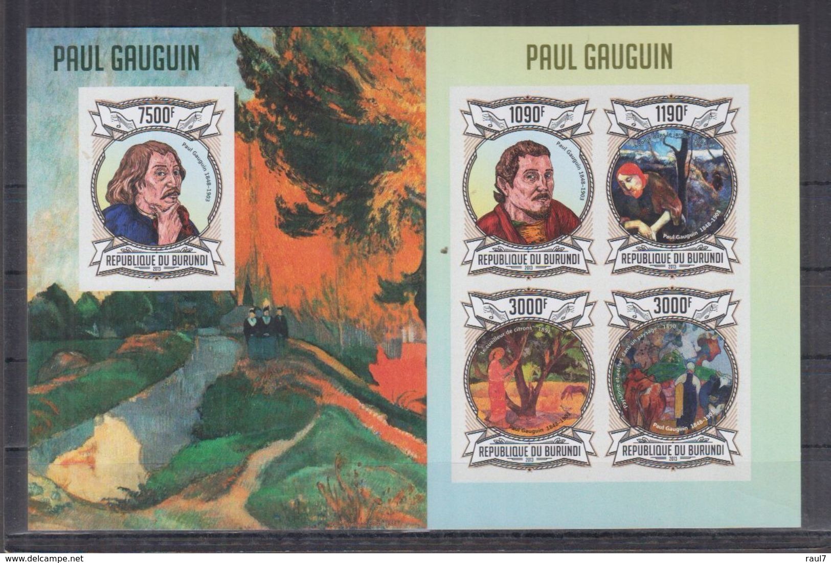 BURUNDI 2013 - Arts, Tableaux, Œuvres De Paul Gauguin - Feuillet 4 Val + BF ND Neufs // Mnh Imp // CV 71.00 Euros - Neufs