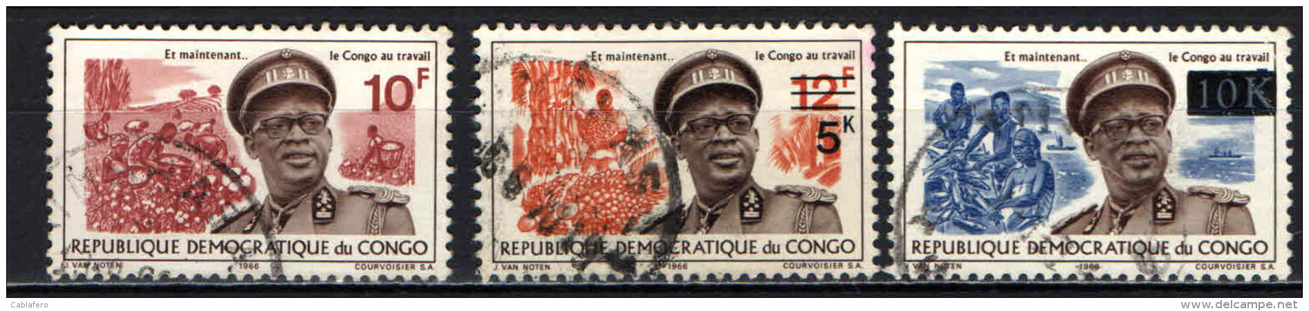 CONGO - 1966 - PRESIDENTE DESIRE' MOBUTU - USATI - Oblitérés