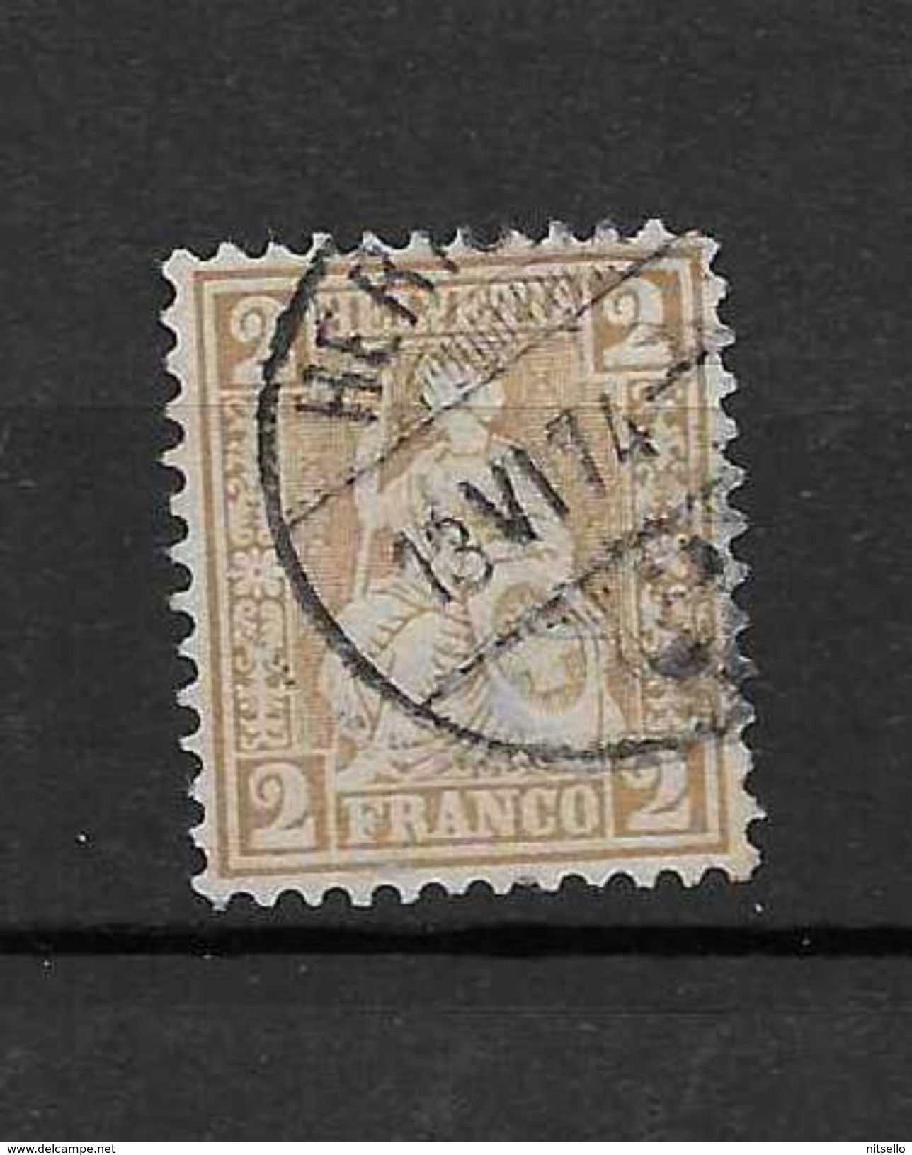 LOTE 1377  /// (C006)  SUIZA 1867   YVERT Nº: 42 - Gebruikt