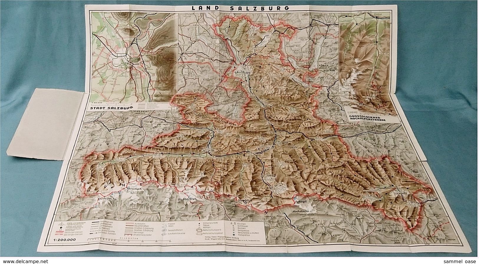 Reliefkarte Salzburger Land - Mit Sonderkarte Großglocknerstrasse / Salzburg - 79 X 68 Cm - Ca.1935 - Maßstab 1:200.000 - Mappemondes